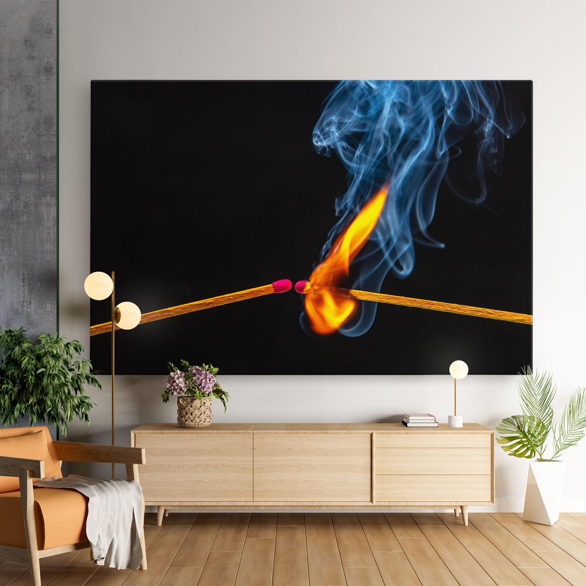 Vászonkép Burning Smoking Match mockup 9