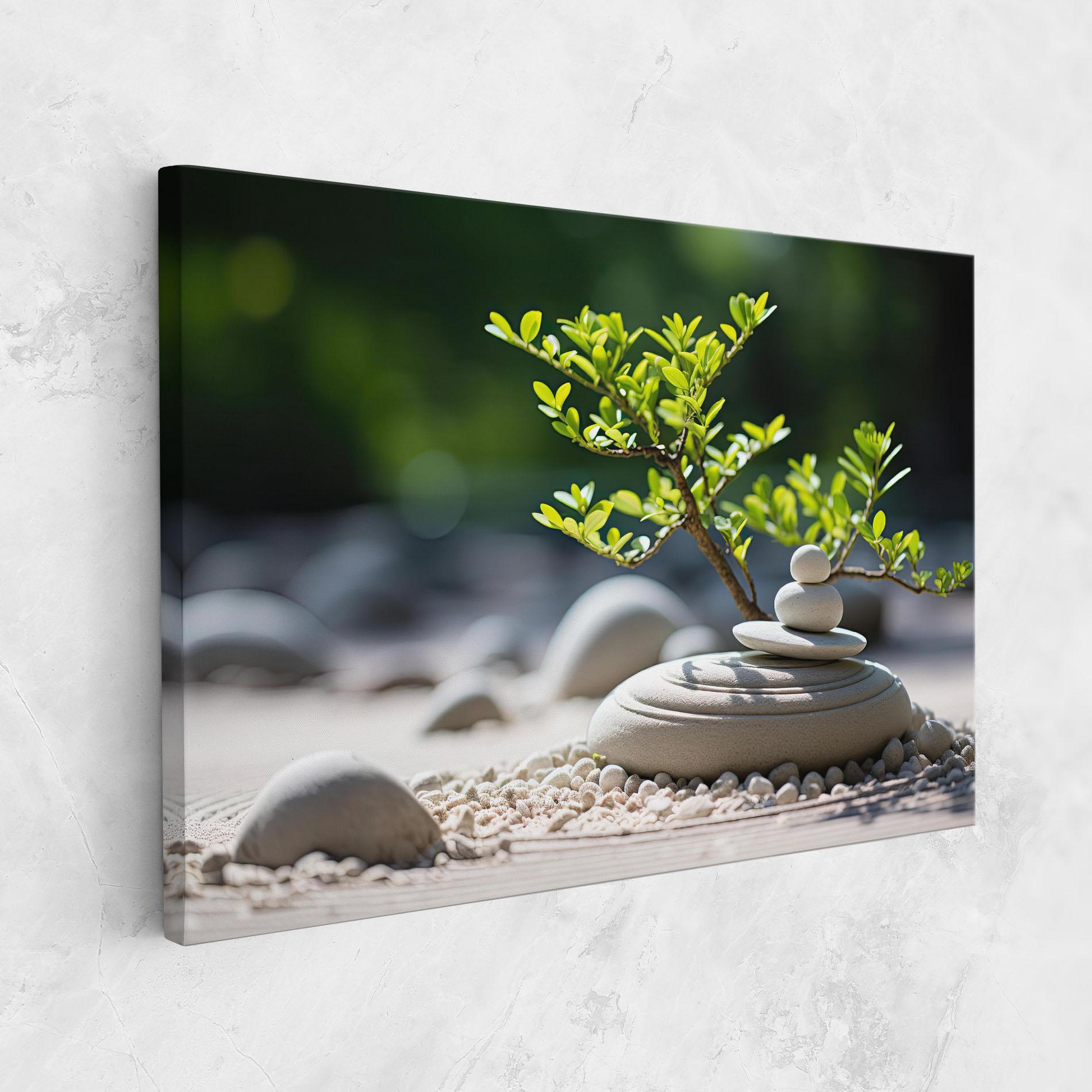 Vászonkép White Pebbles Plants mockup 1