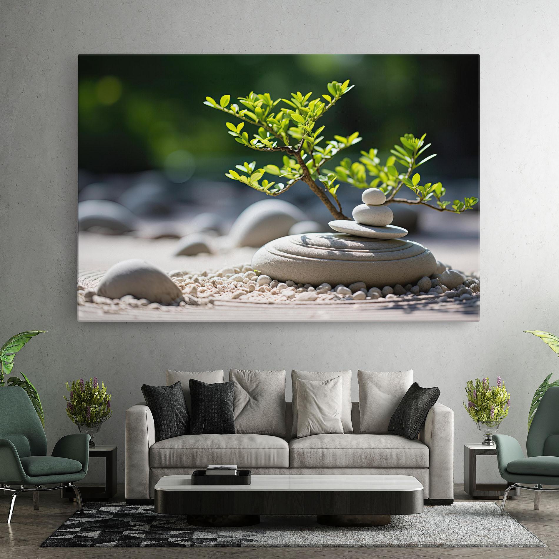 Vászonkép White Pebbles Plants mockup 7