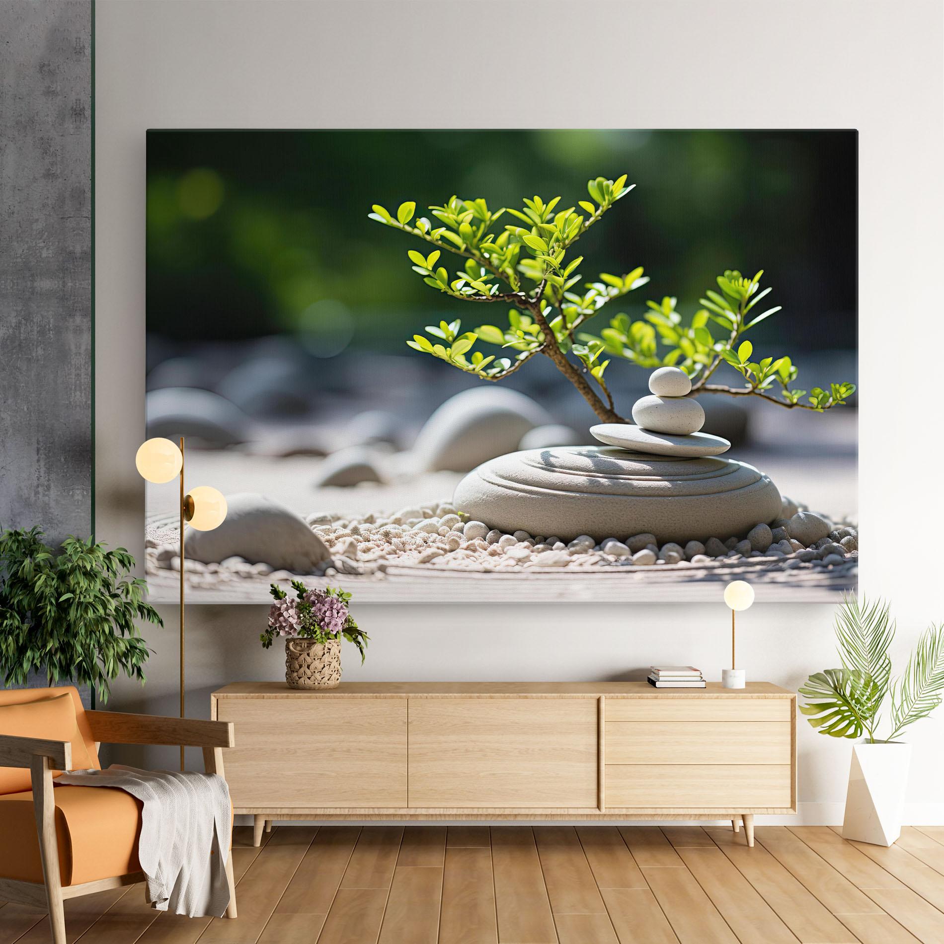 Vászonkép White Pebbles Plants mockup 9
