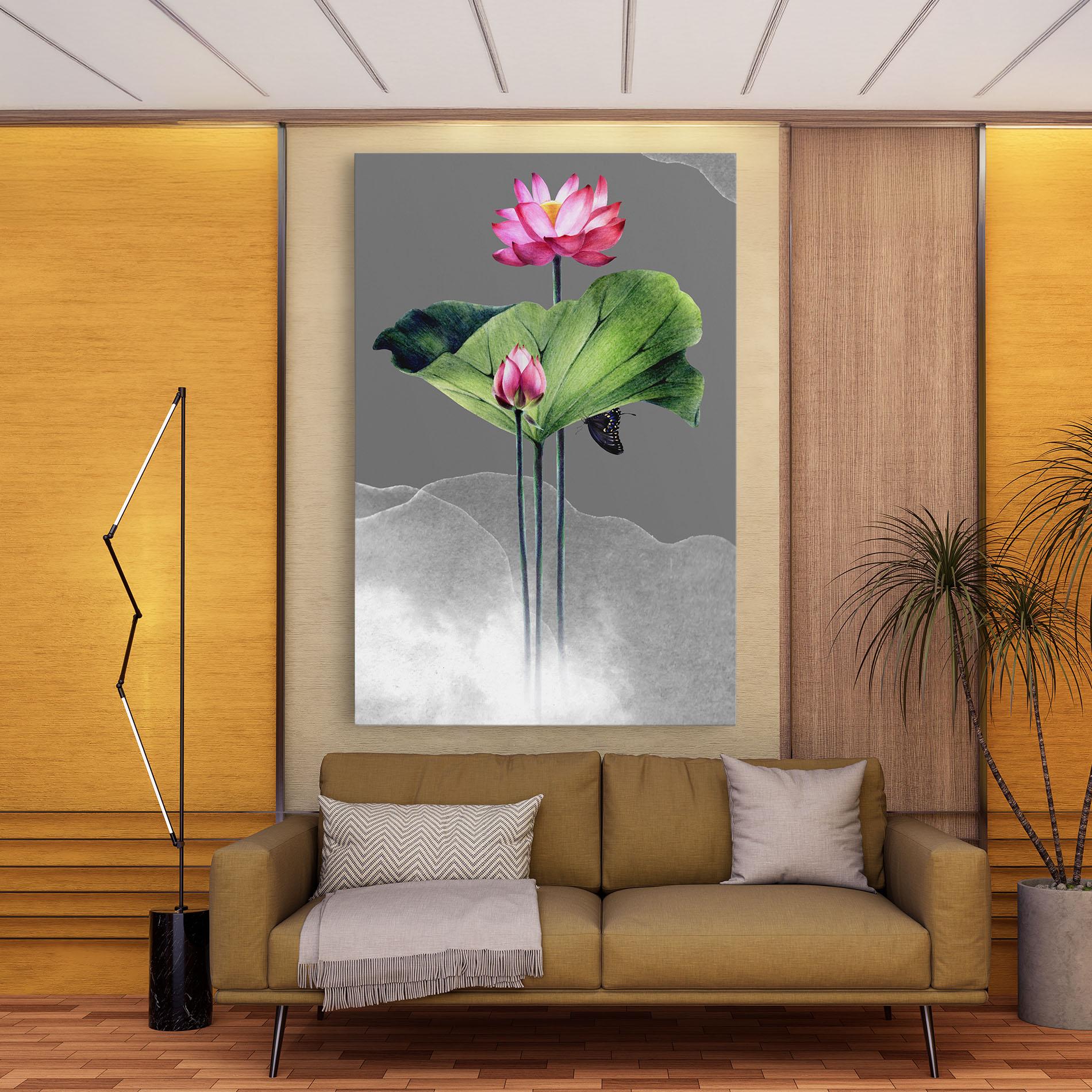Vászonkép Pink Lotus Art mockup 9
