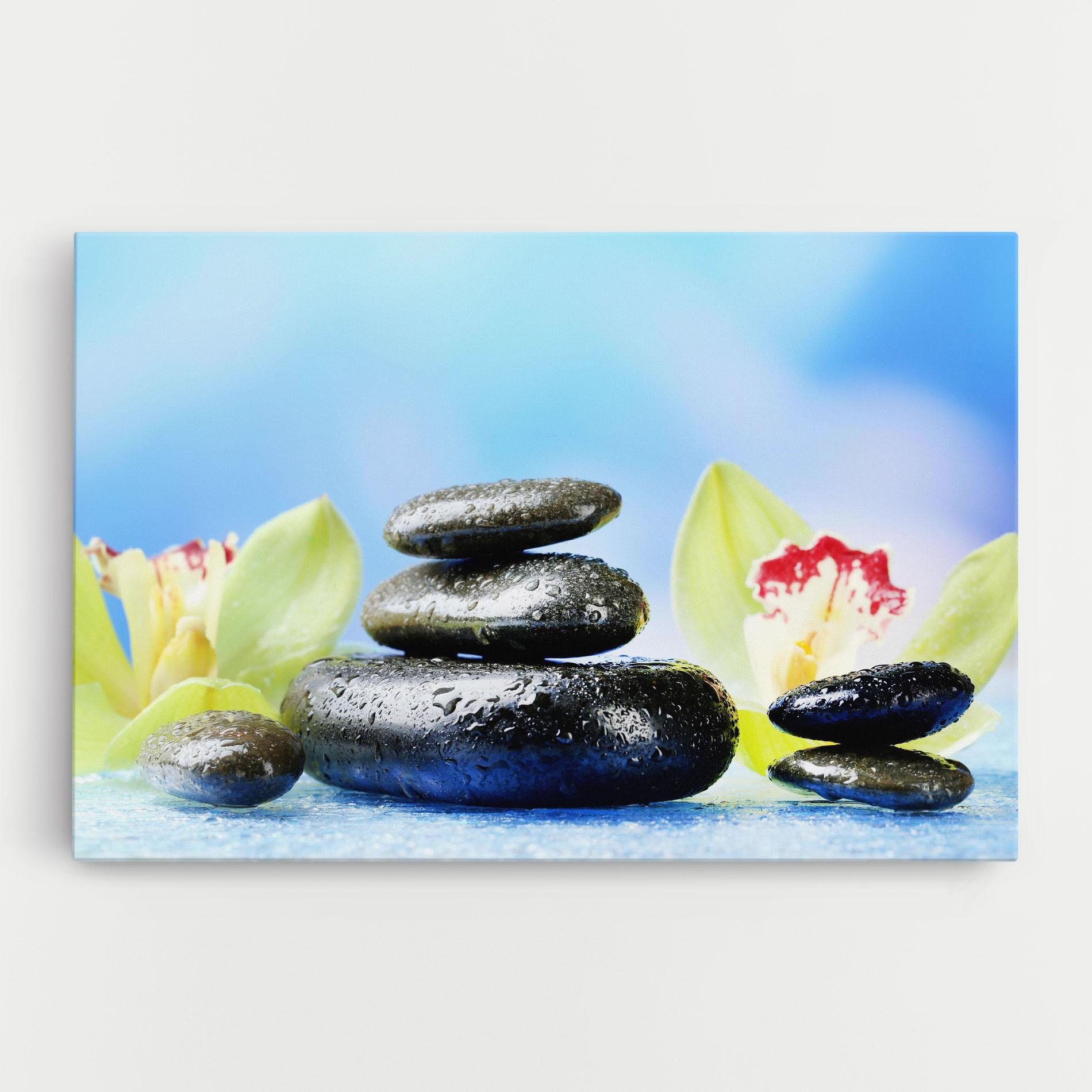 Vászonkép Blooming Orchid Stone mockup 0