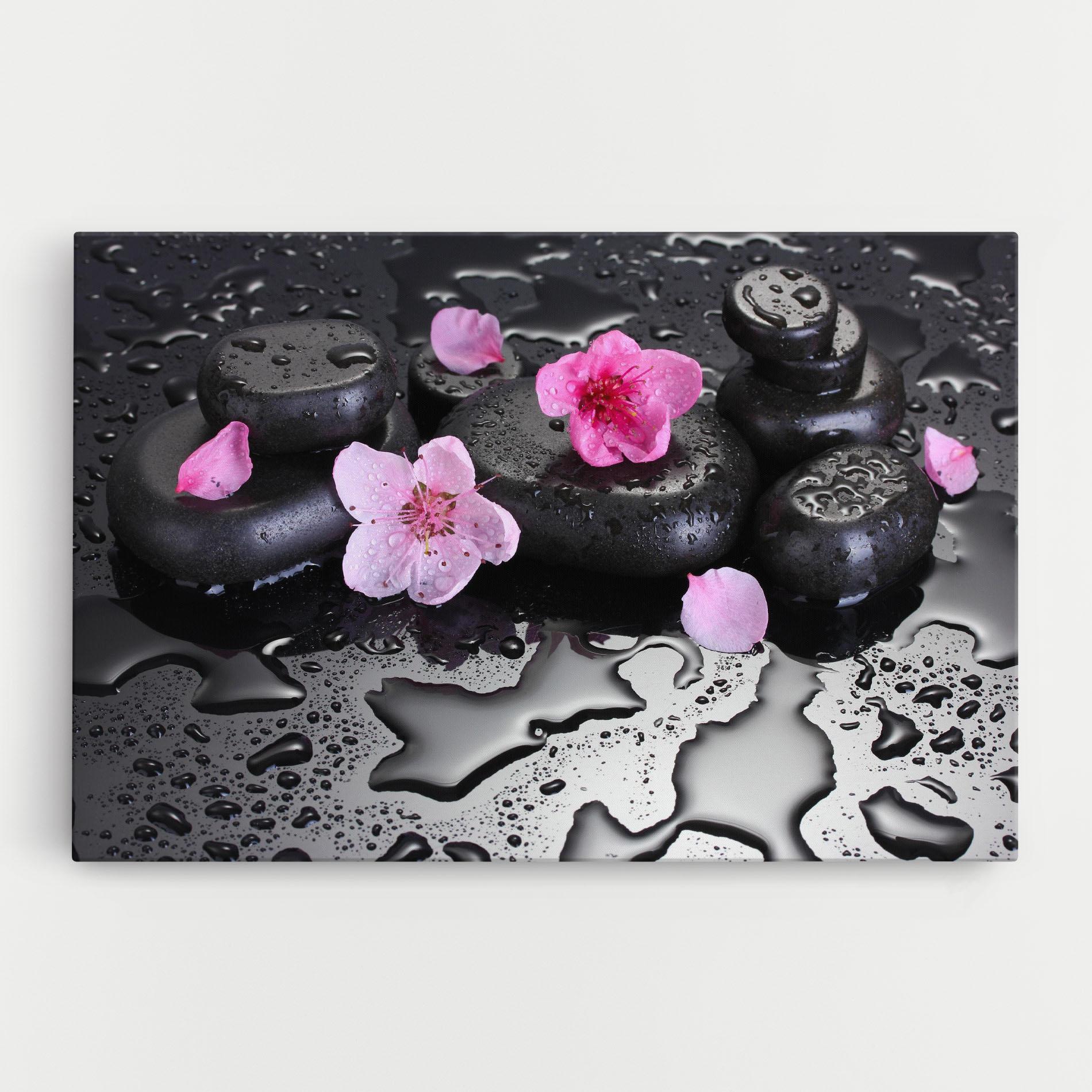 Vászonkép Pink Flowers Stones mockup 0