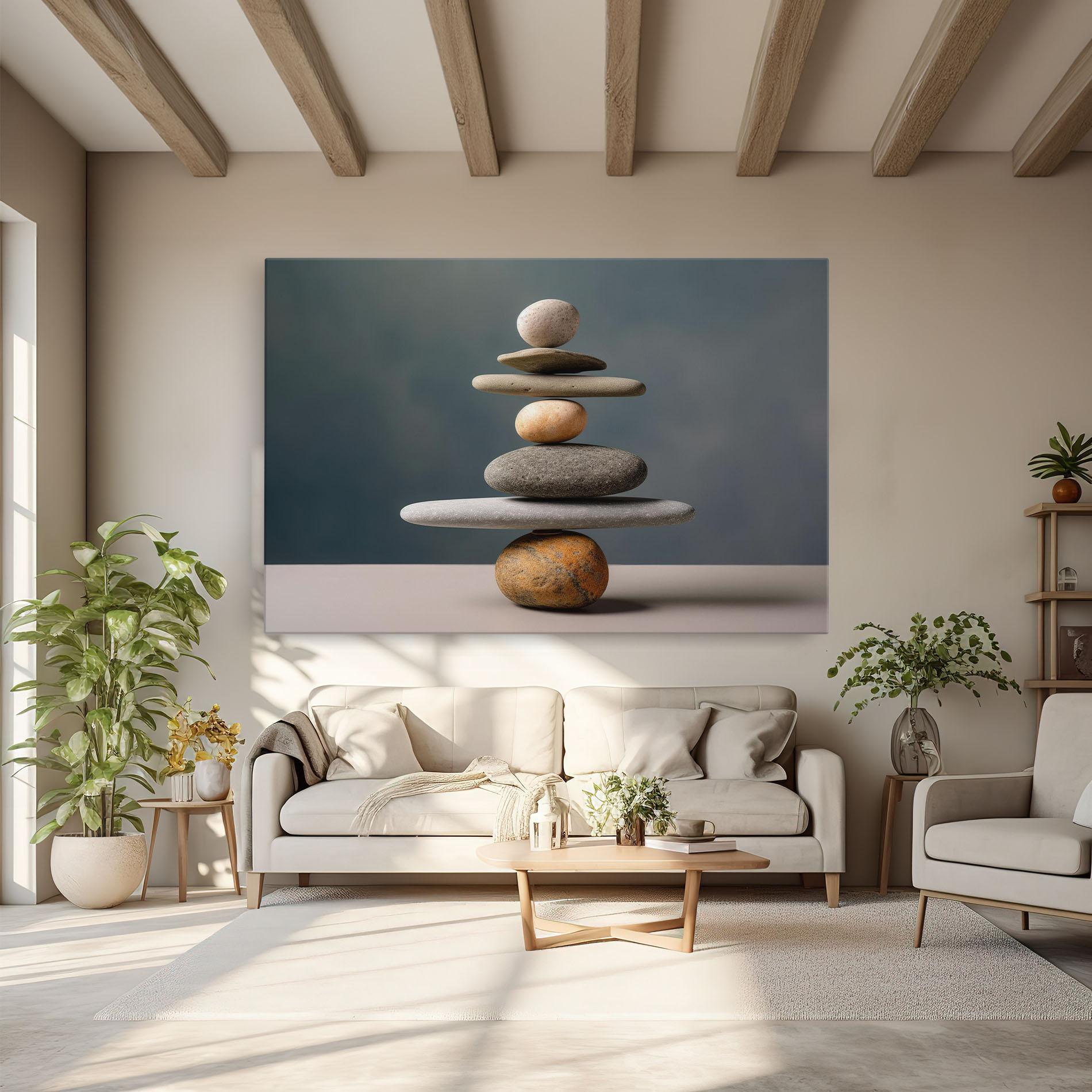 Vászonkép Balance Pebbles Pyramid mockup 6