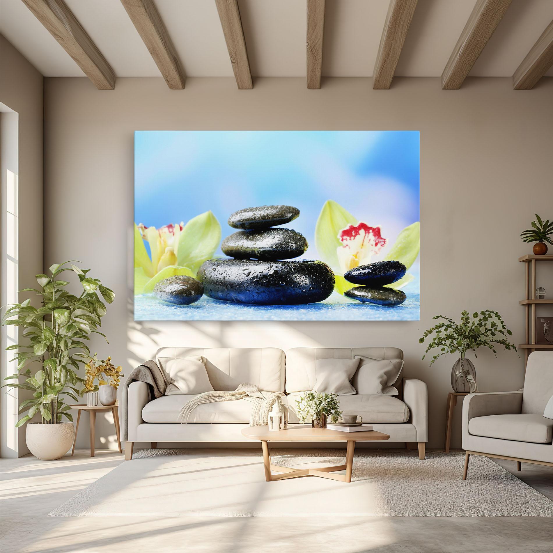 Vászonkép Blooming Orchid Stone mockup 6