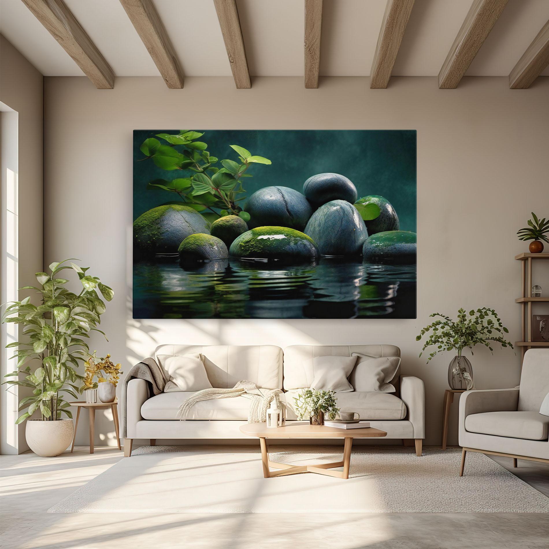 Vászonkép Green Stone Nature mockup 6