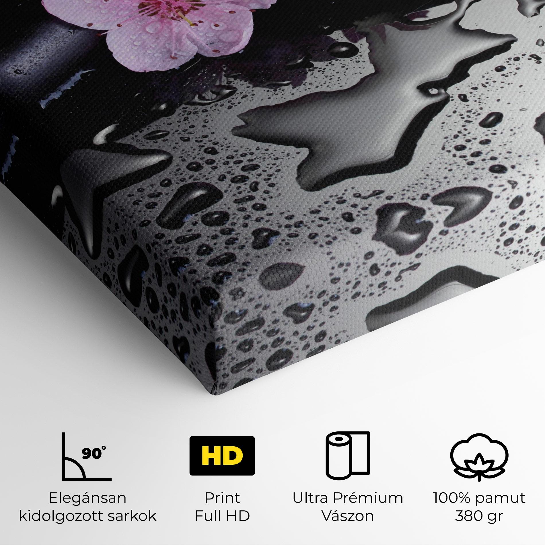 Vászonkép Pink Flowers Stones mockup 4