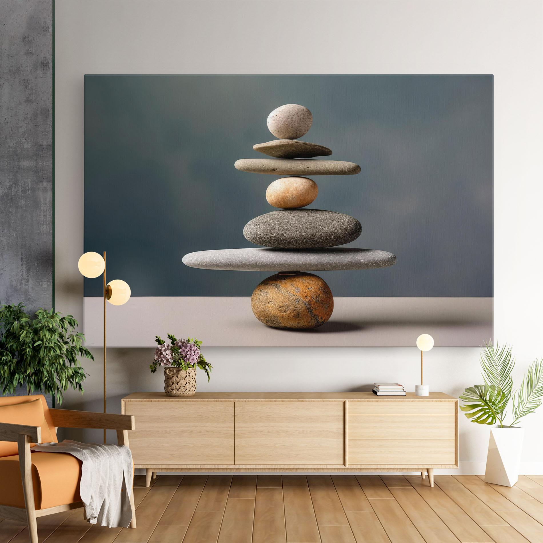 Vászonkép Balance Pebbles Pyramid mockup 9