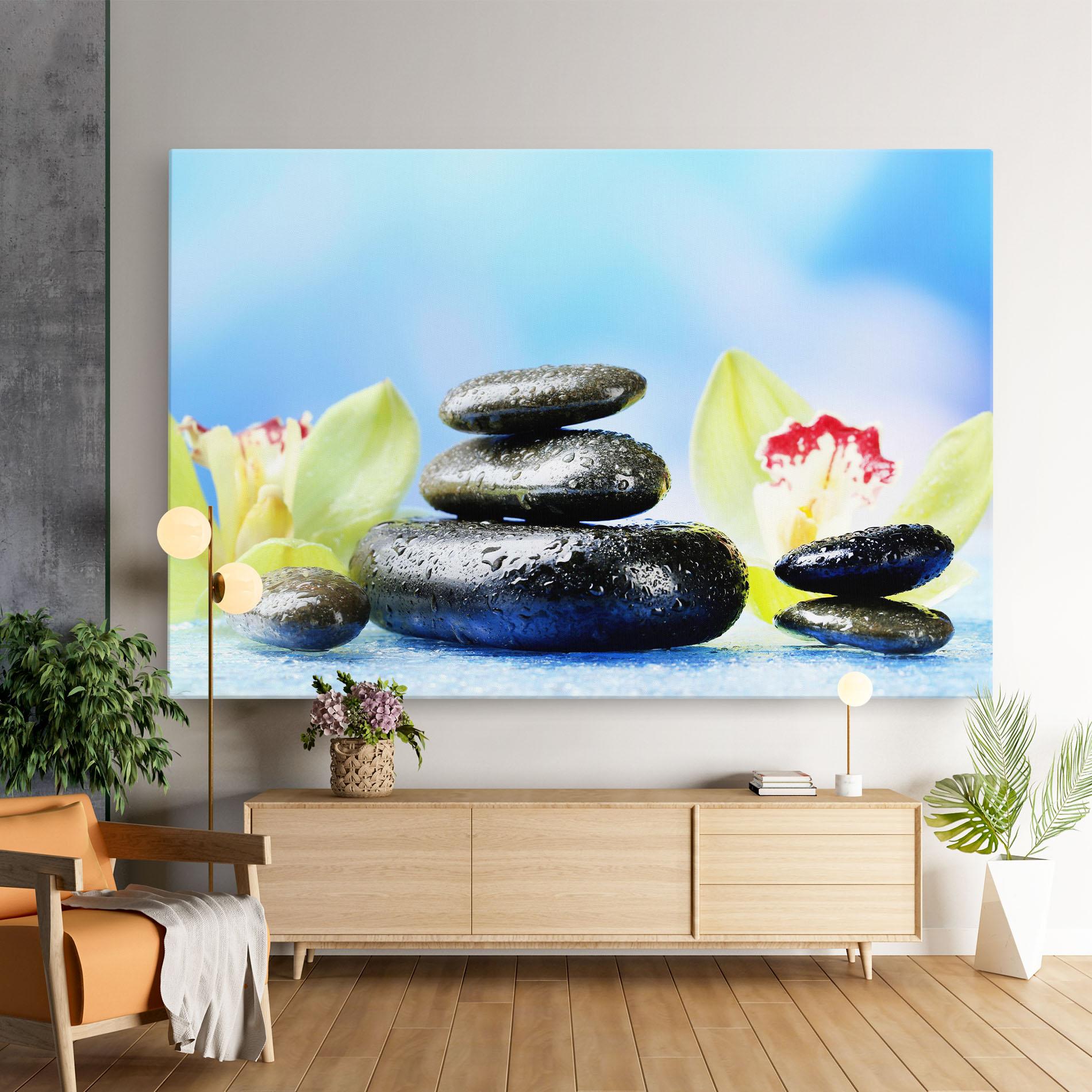 Vászonkép Blooming Orchid Stone mockup 9