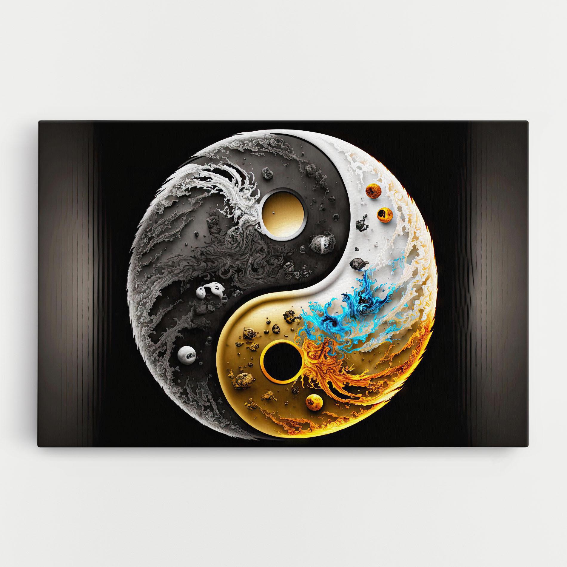 Vászonkép Black Yellow Yinyang mockup 0