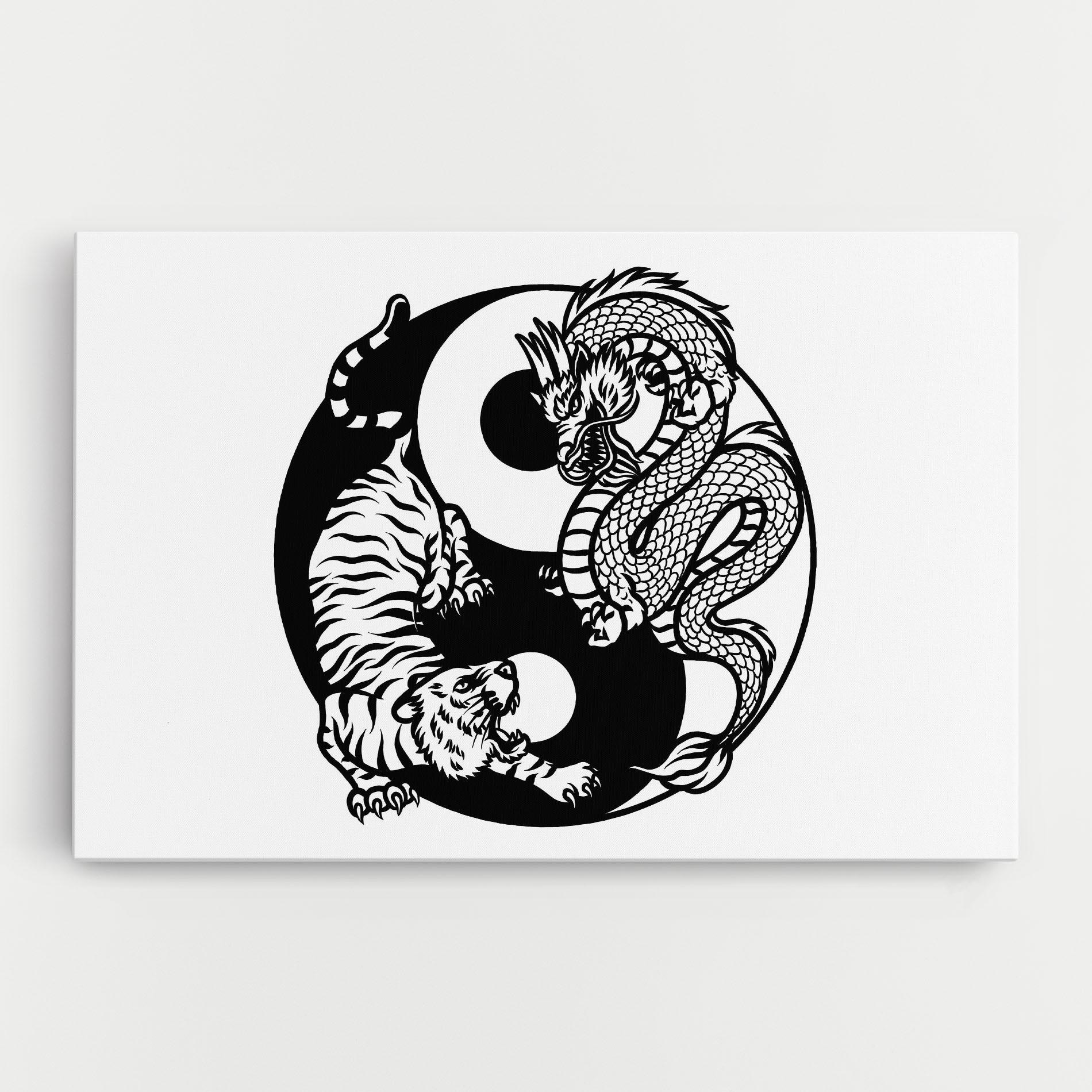 Vászonkép Tiger Dragon Yinyang mockup 0