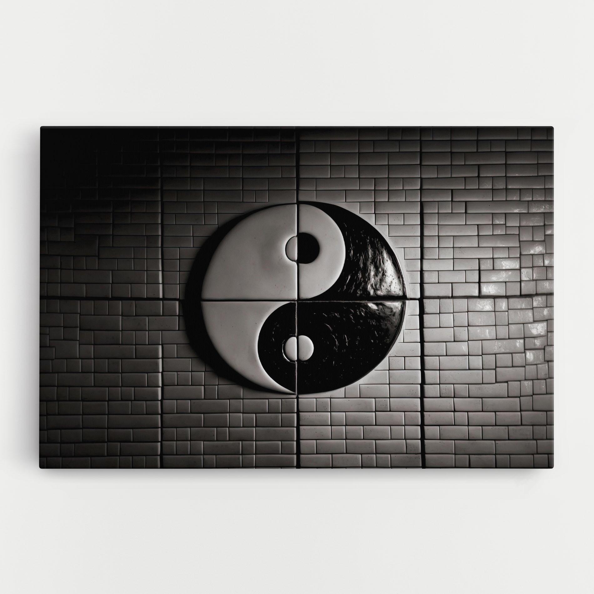 Vászonkép Yinyang Tiles Wall mockup 0