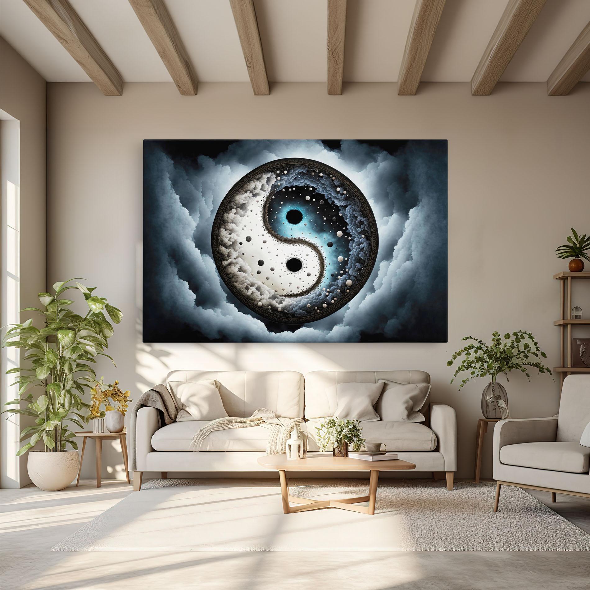 Vászonkép Black Blue Yinyang mockup 6