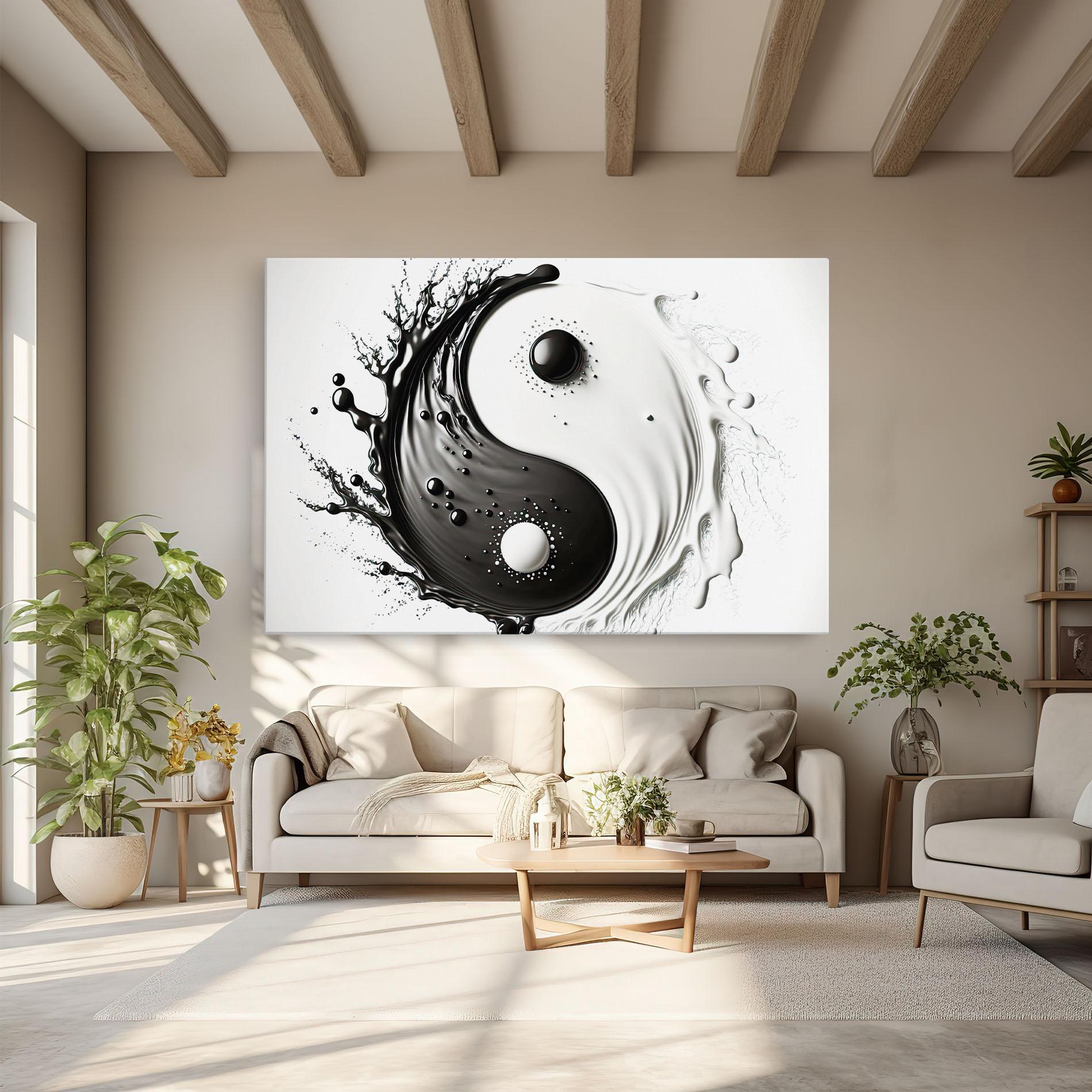 Vászonkép Black Liquid Yinyang mockup 6