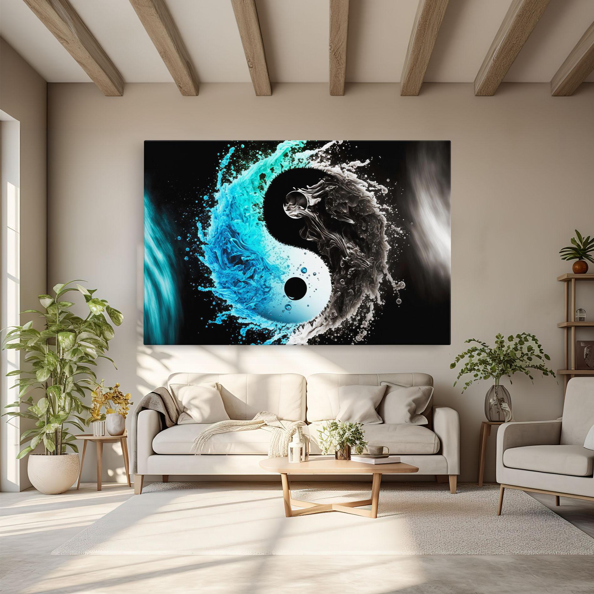 Vászonkép Blue Black Yinyang mockup 6