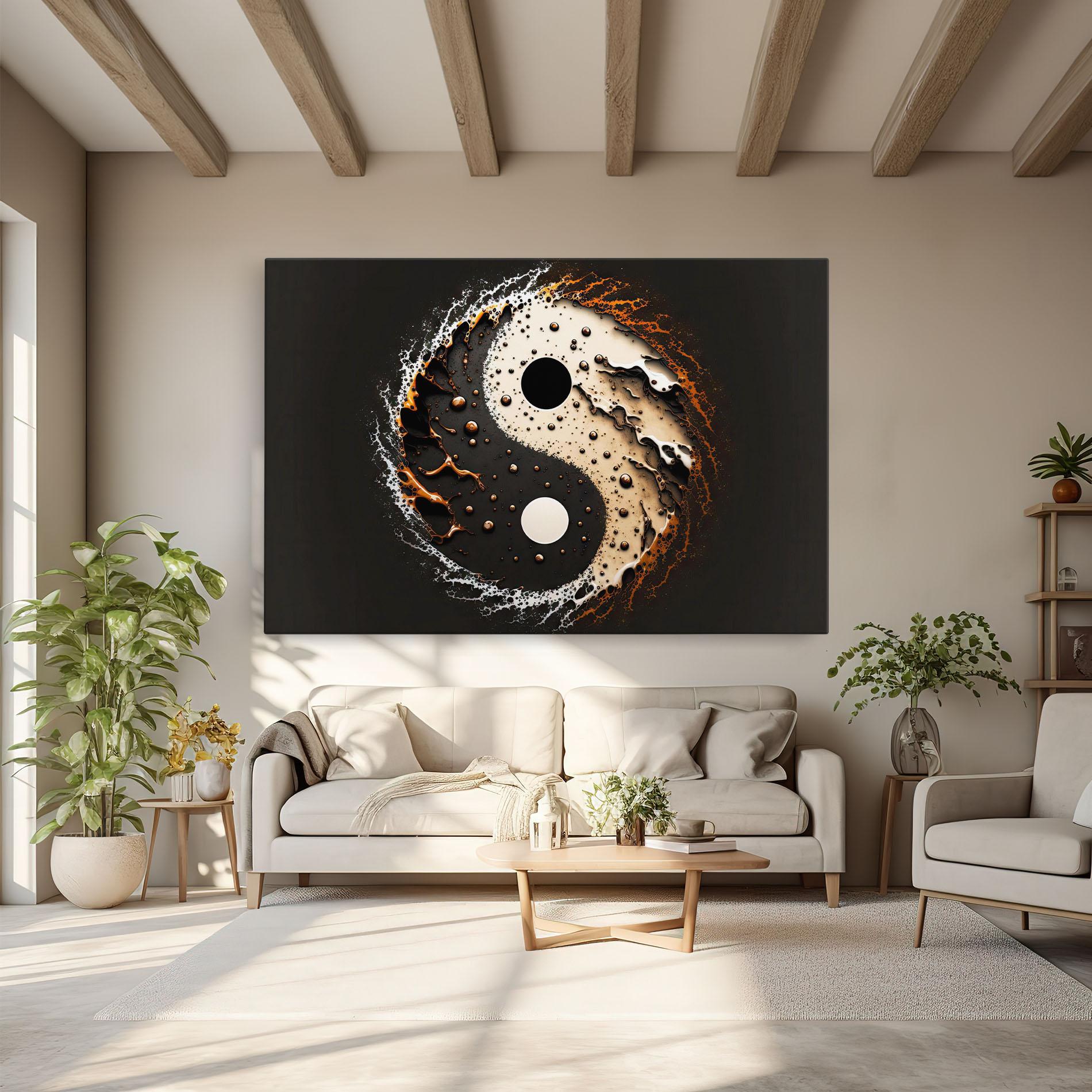 Vászonkép Brown Liquid Yinyang mockup 6