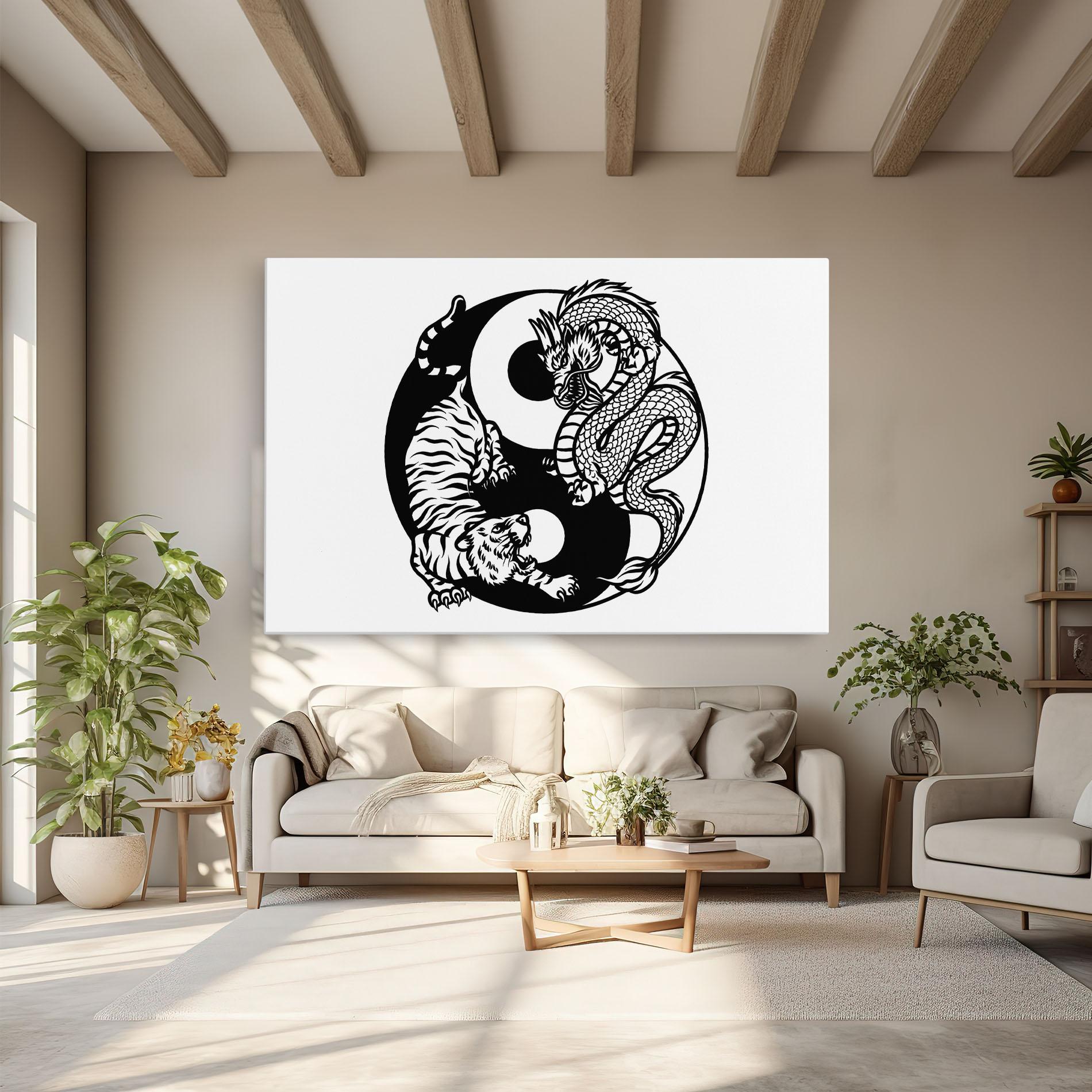Vászonkép Tiger Dragon Yinyang mockup 6