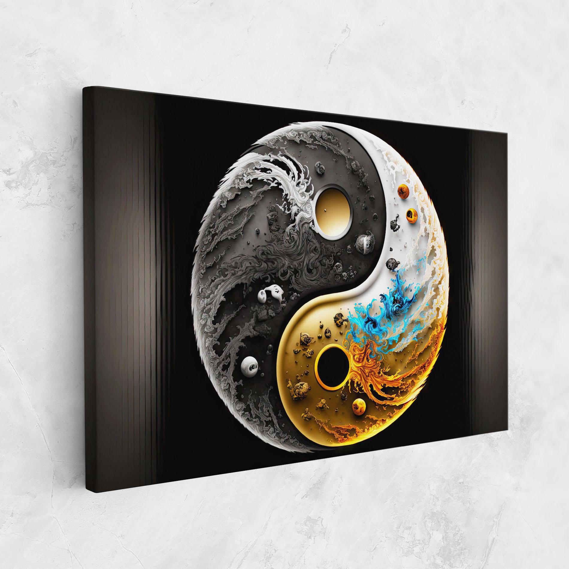 Vászonkép Black Yellow Yinyang mockup 1