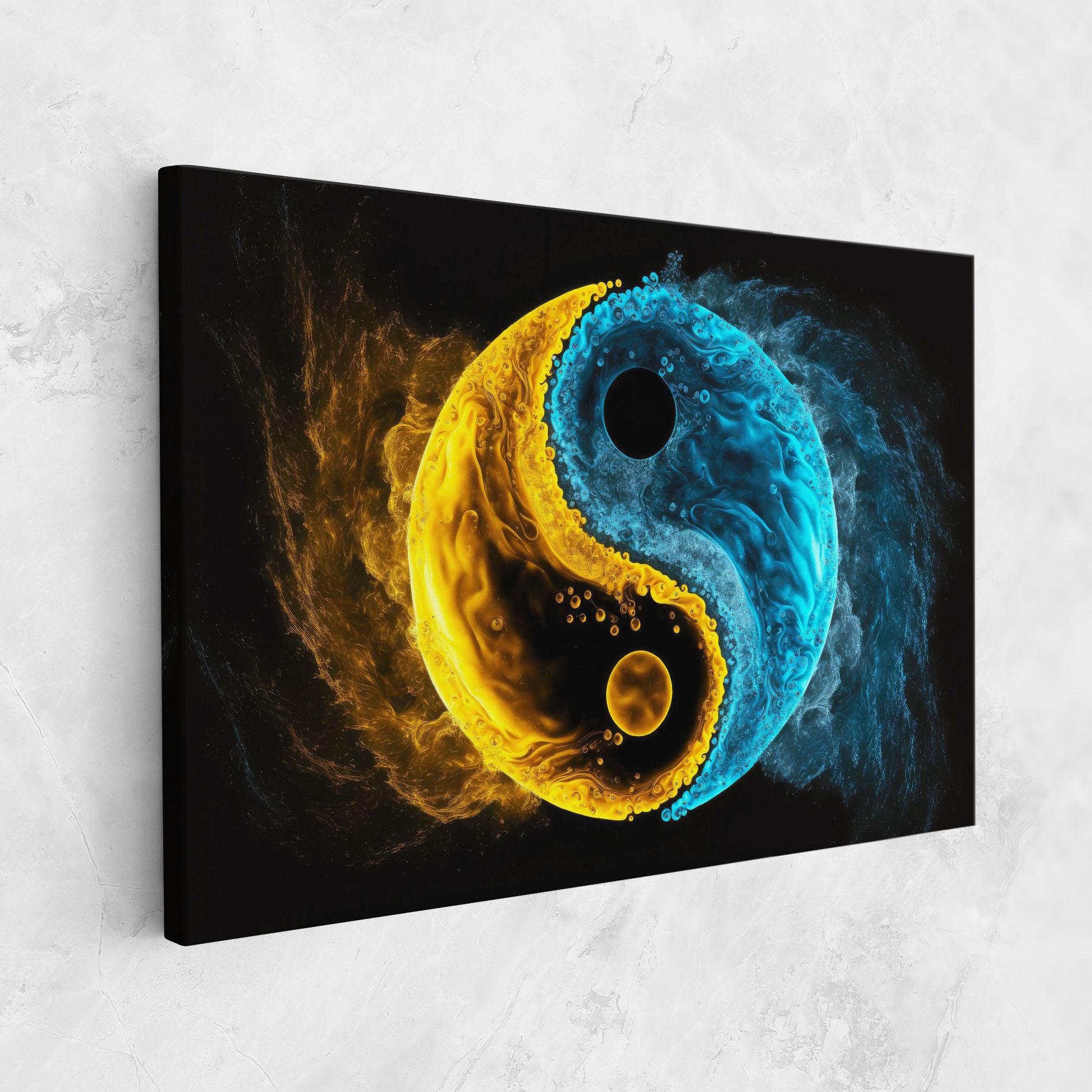 Vászonkép Yellow Blue Yinyang mockup 1