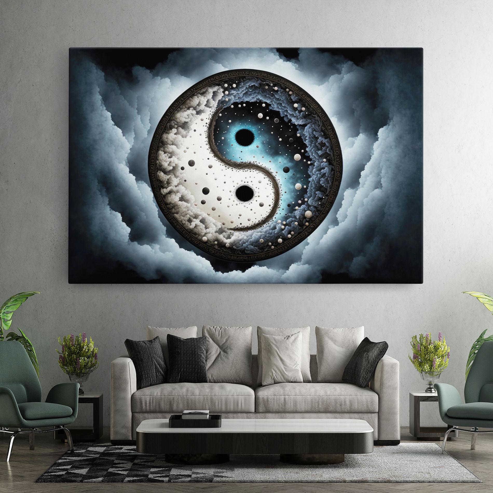 Vászonkép Black Blue Yinyang mockup 7