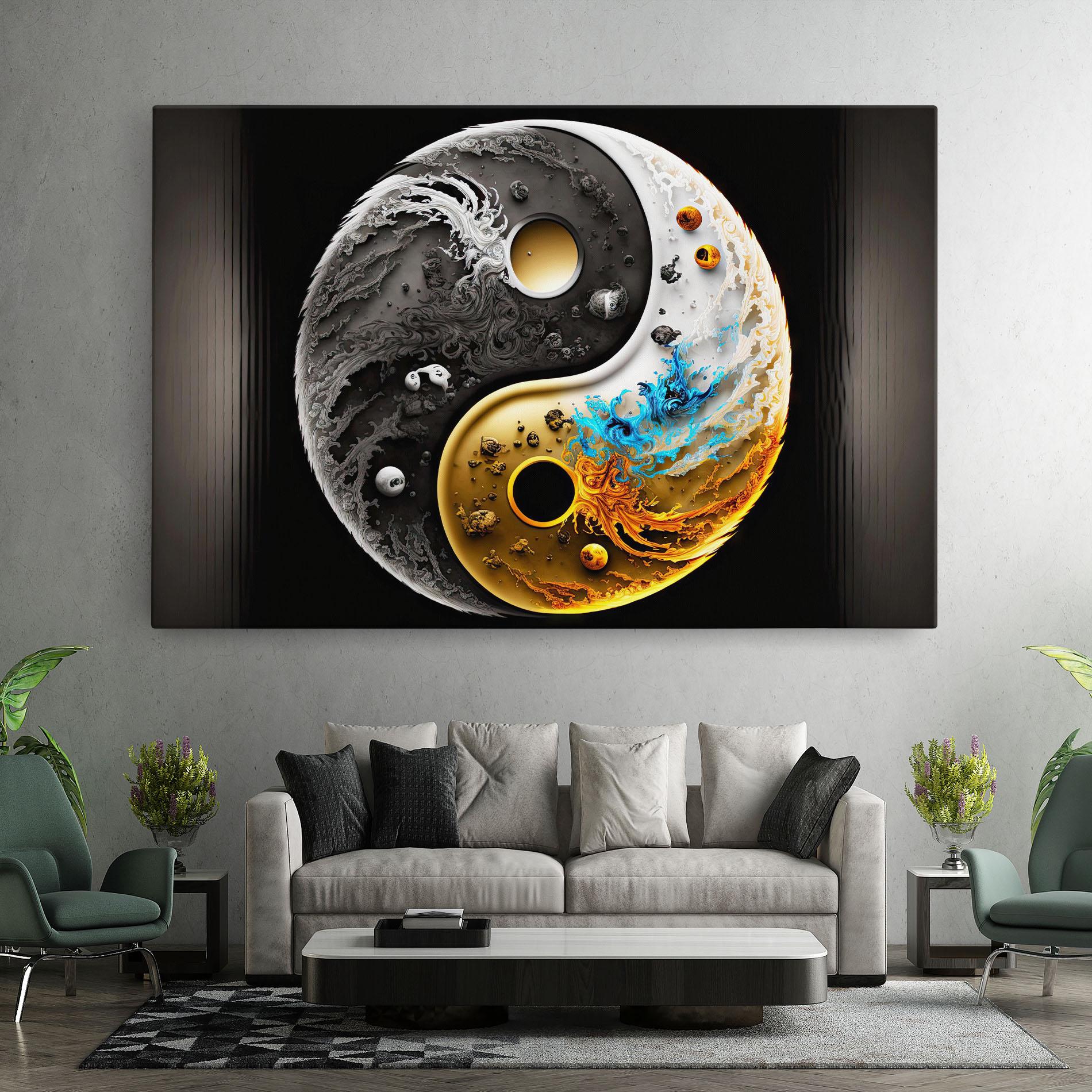 Vászonkép Black Yellow Yinyang mockup 7