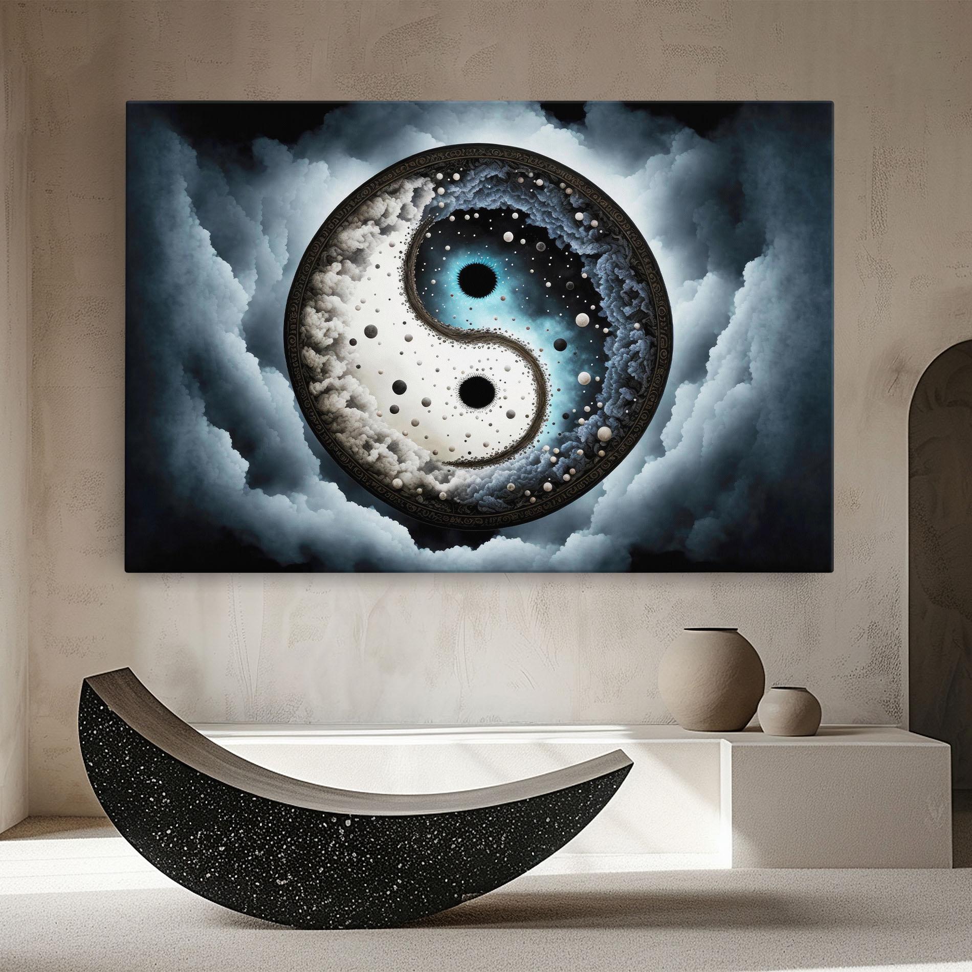 Vászonkép Black Blue Yinyang mockup 8