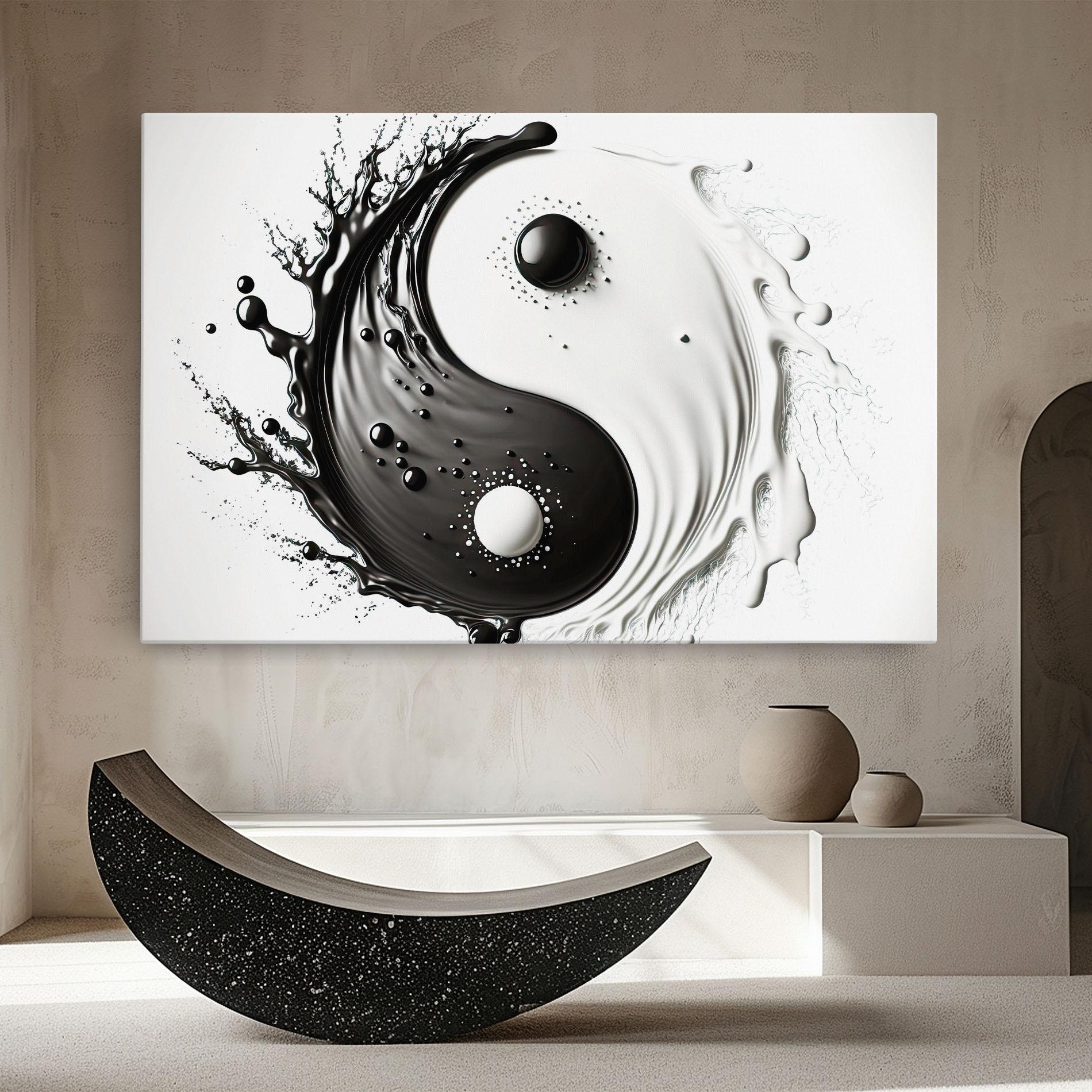 Vászonkép Black Liquid Yinyang mockup 8