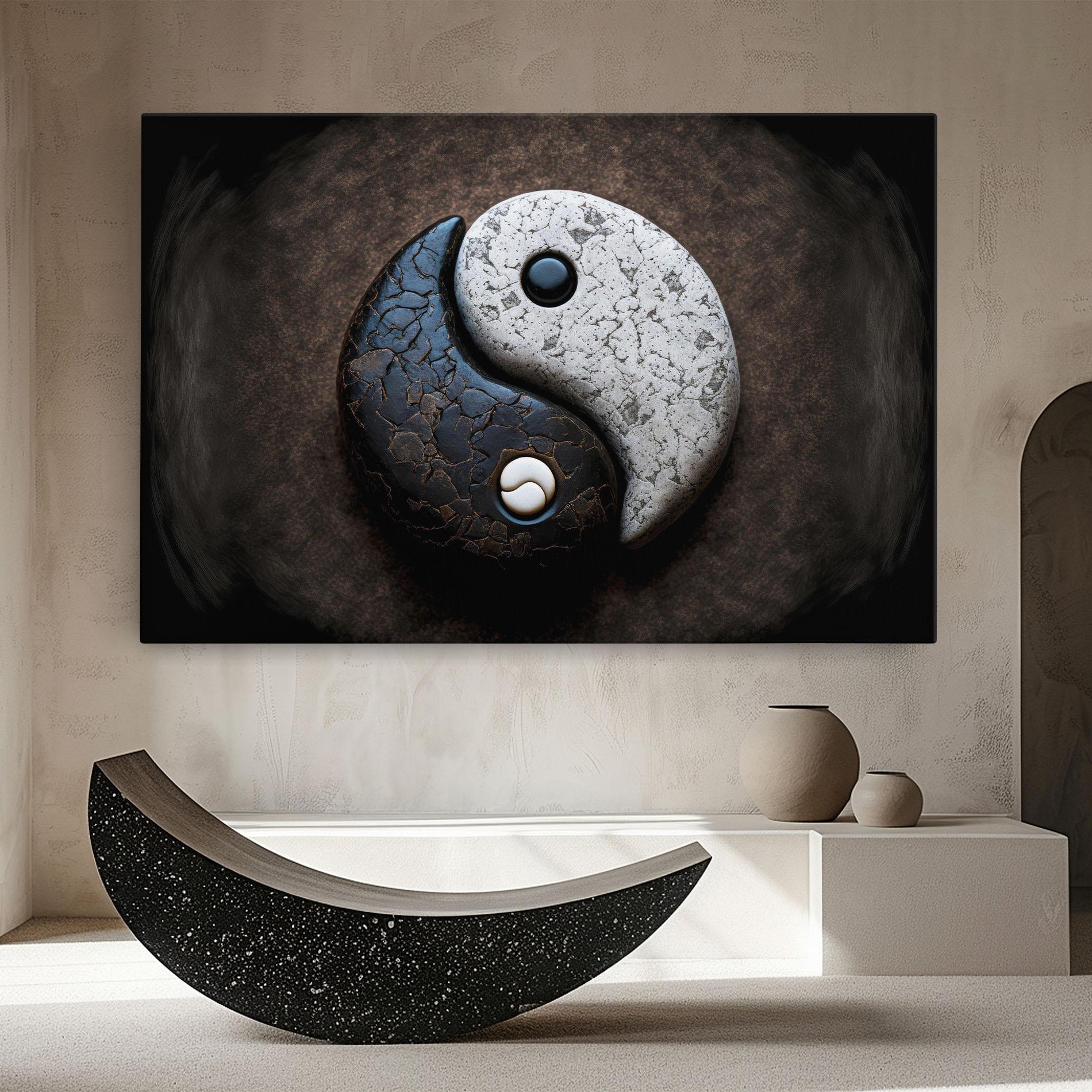 Vászonkép Black Stone Yinyang mockup 8