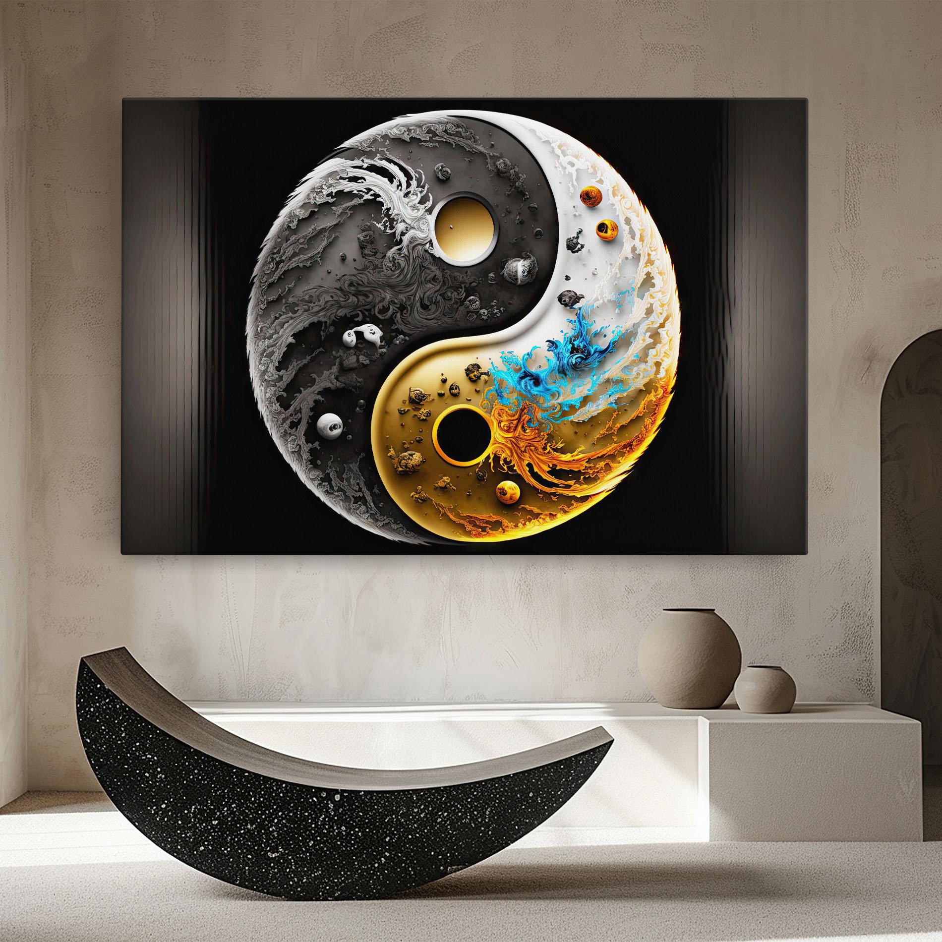 Vászonkép Black Yellow Yinyang mockup 8