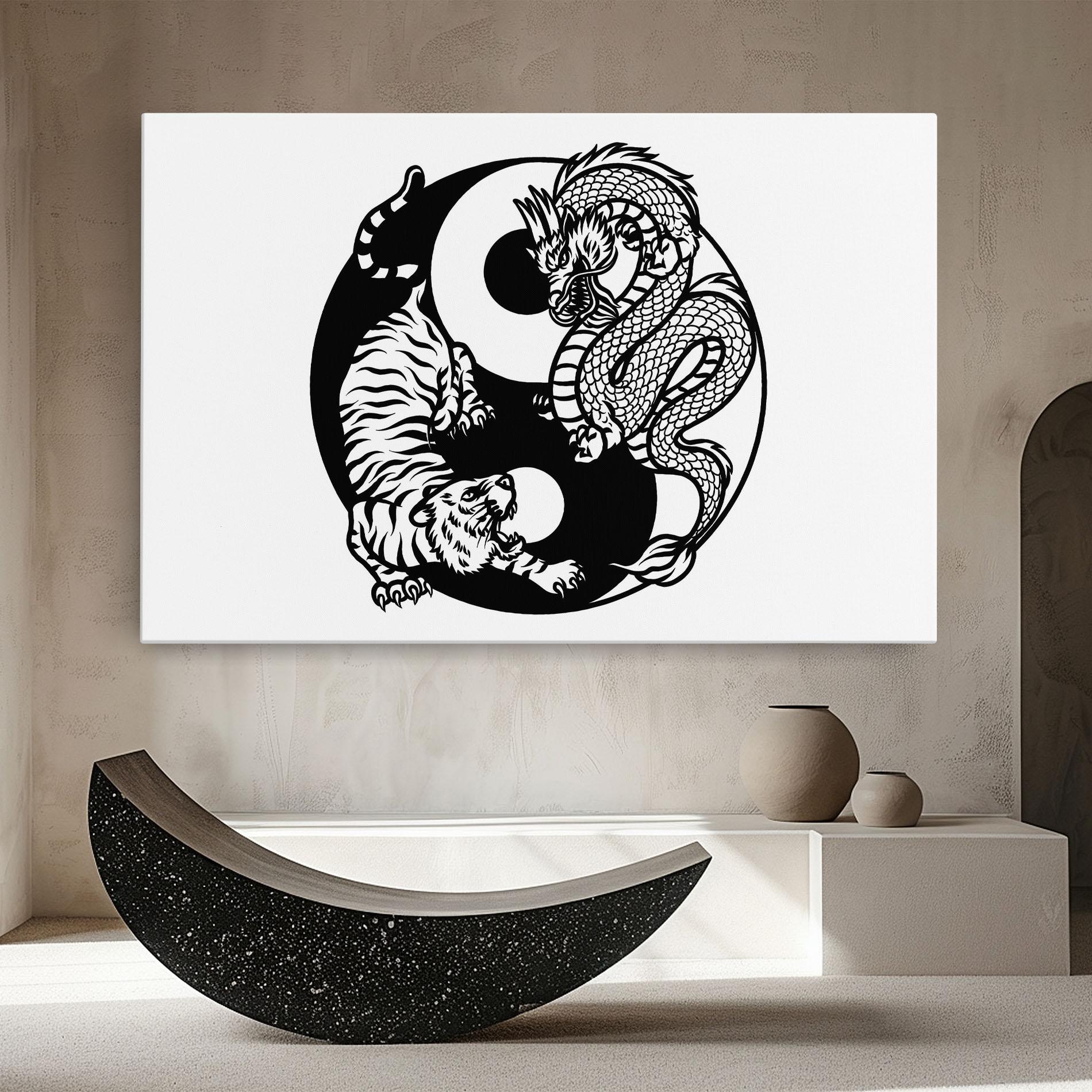 Vászonkép Tiger Dragon Yinyang mockup 8