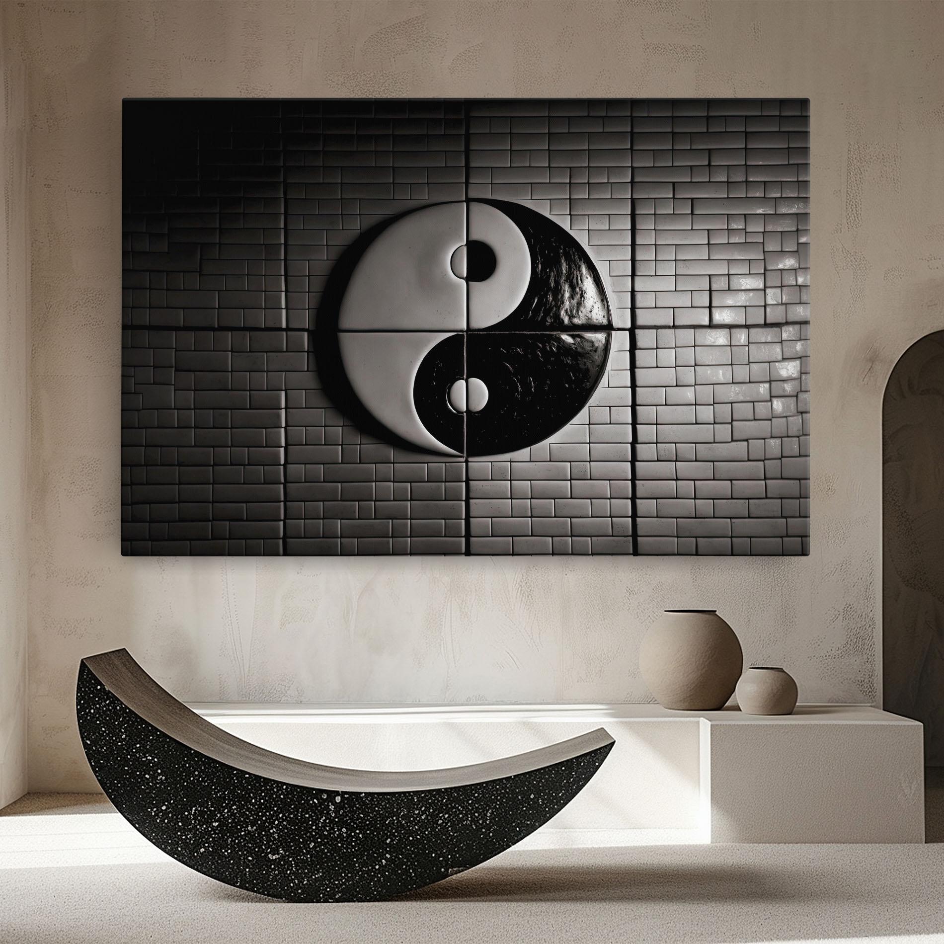 Vászonkép Yinyang Tiles Wall mockup 8
