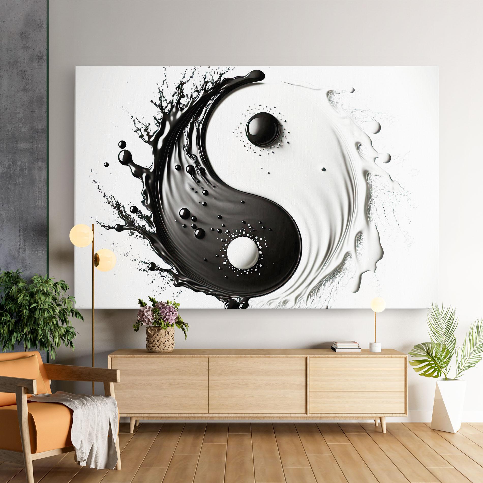 Vászonkép Black Liquid Yinyang mockup 9