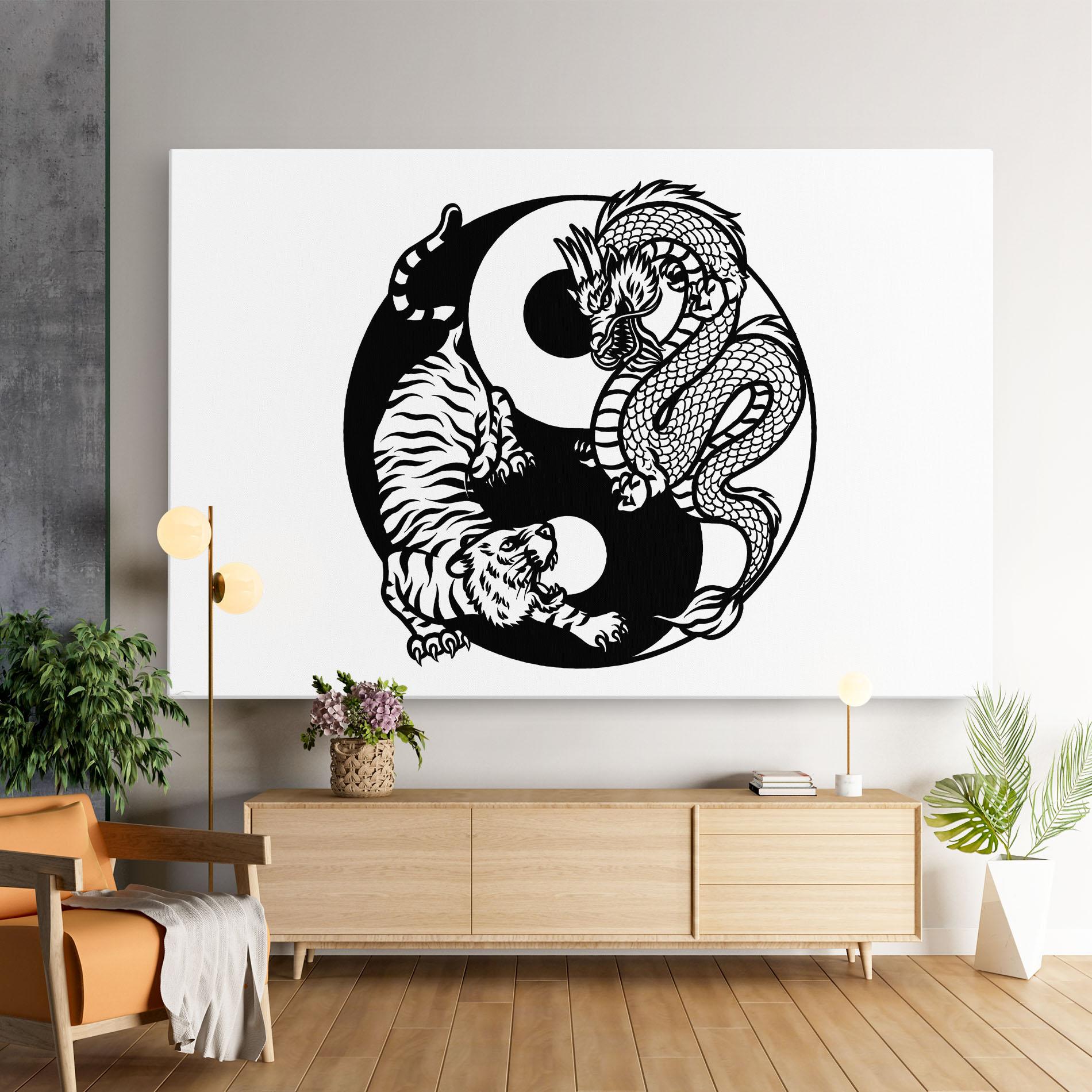 Vászonkép Tiger Dragon Yinyang mockup 9