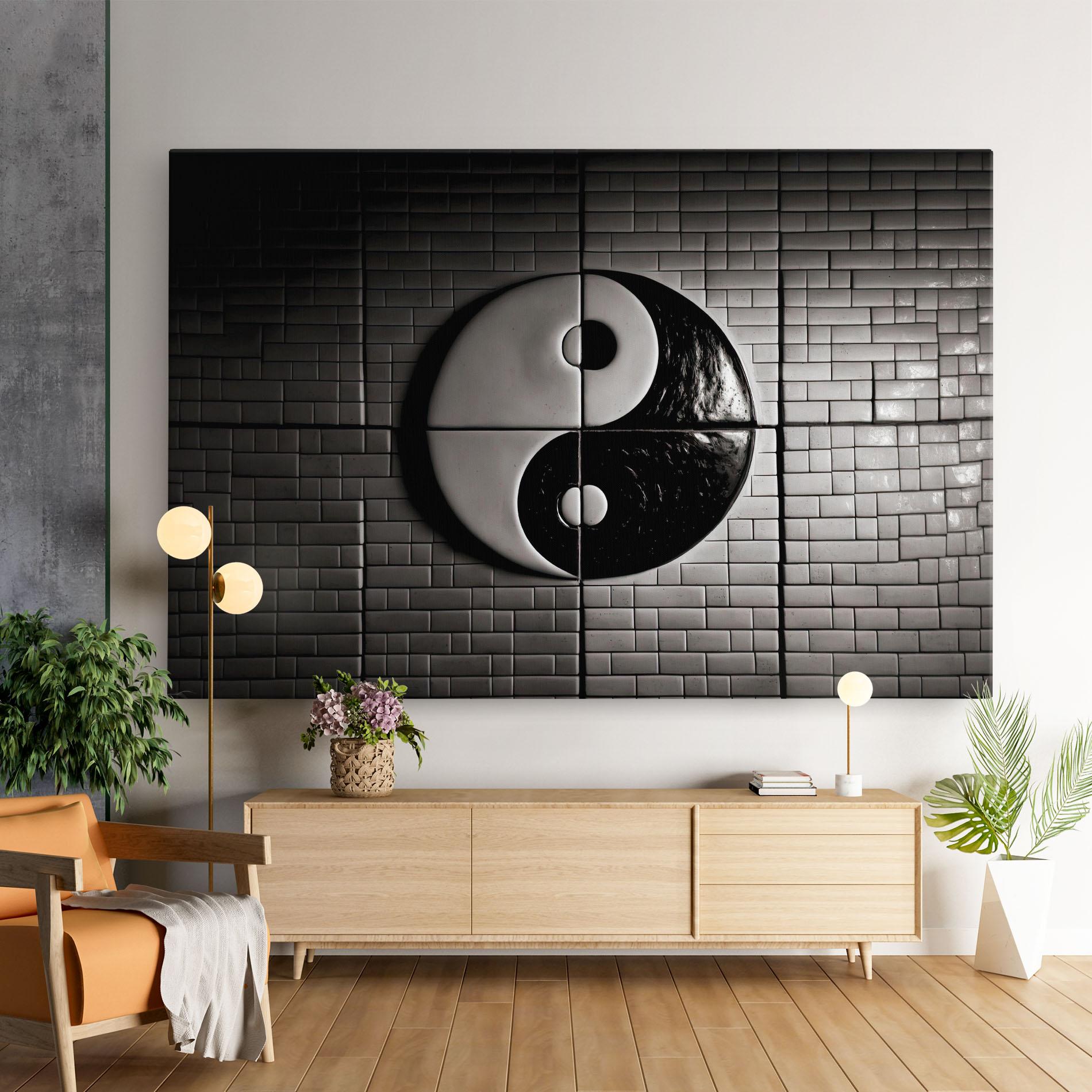 Vászonkép Yinyang Tiles Wall mockup 9