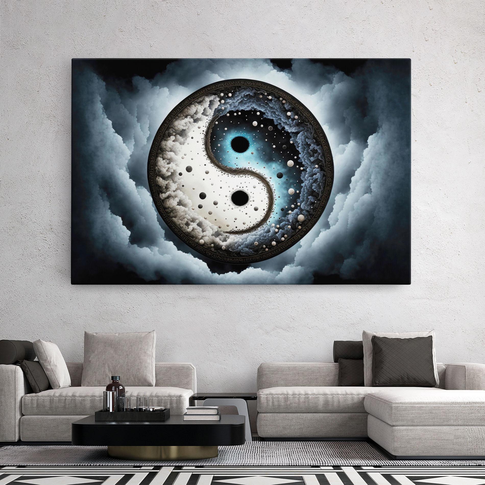 Vászonkép Black Blue Yinyang mockup 2