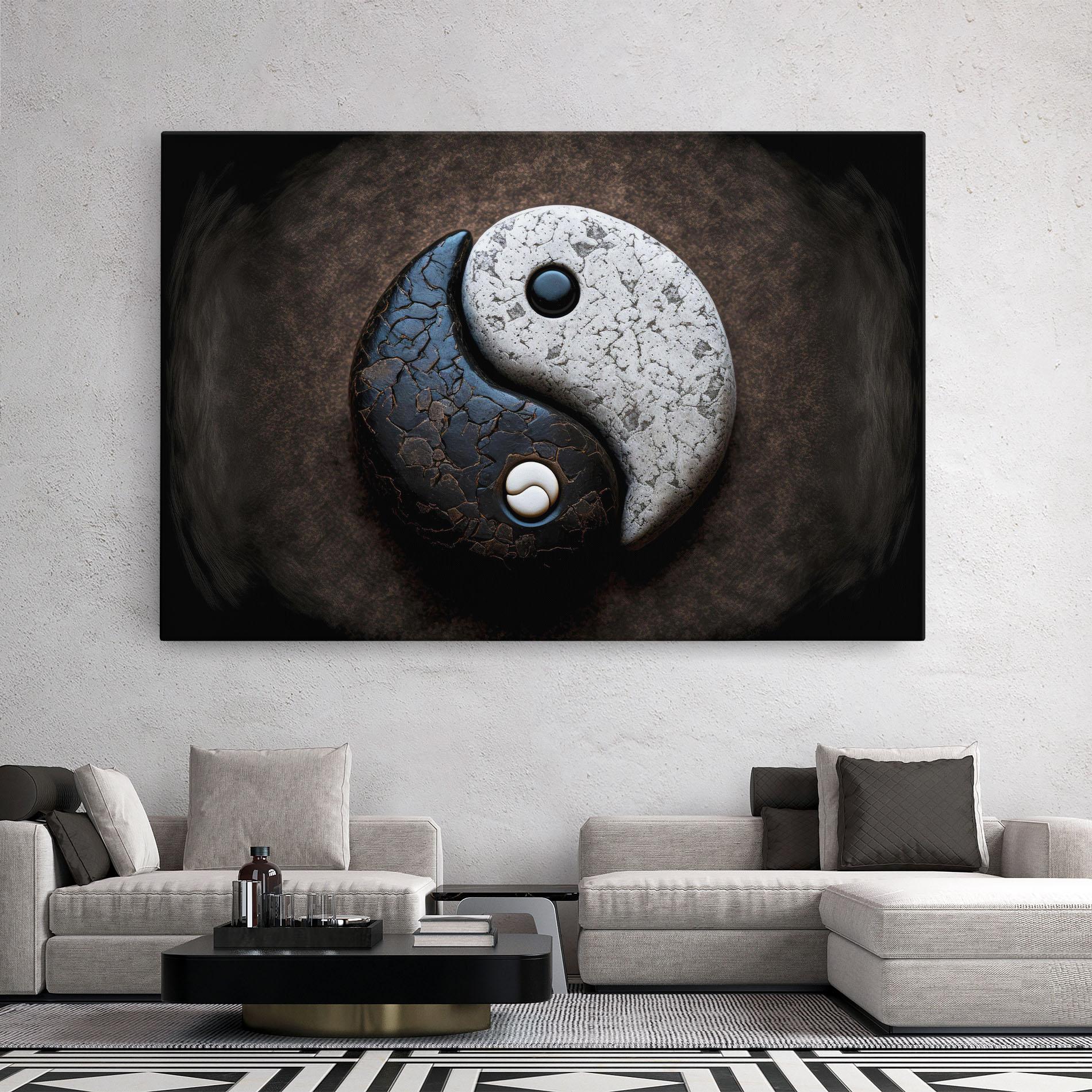 Vászonkép Black Stone Yinyang mockup 2