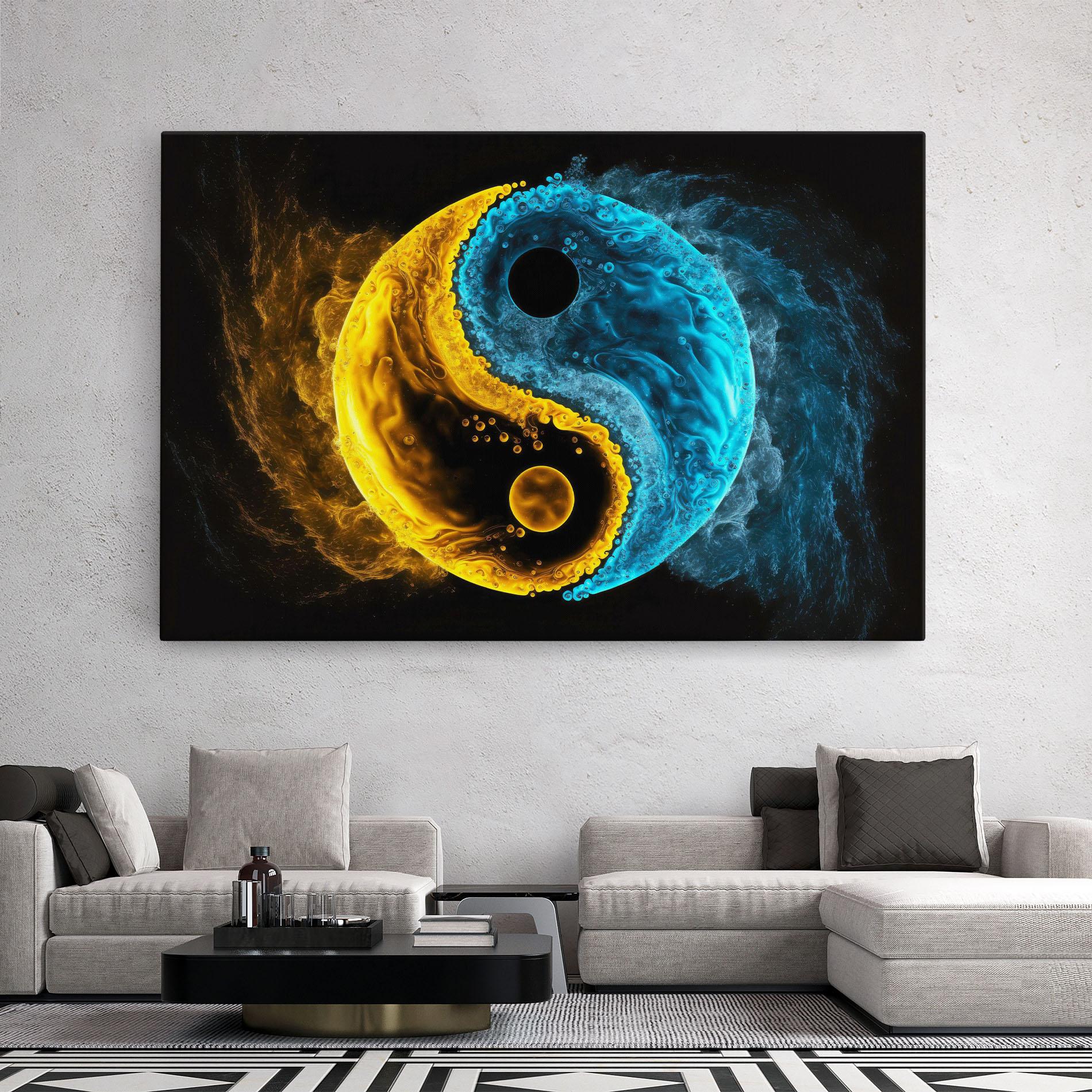Vászonkép Yellow Blue Yinyang mockup 2