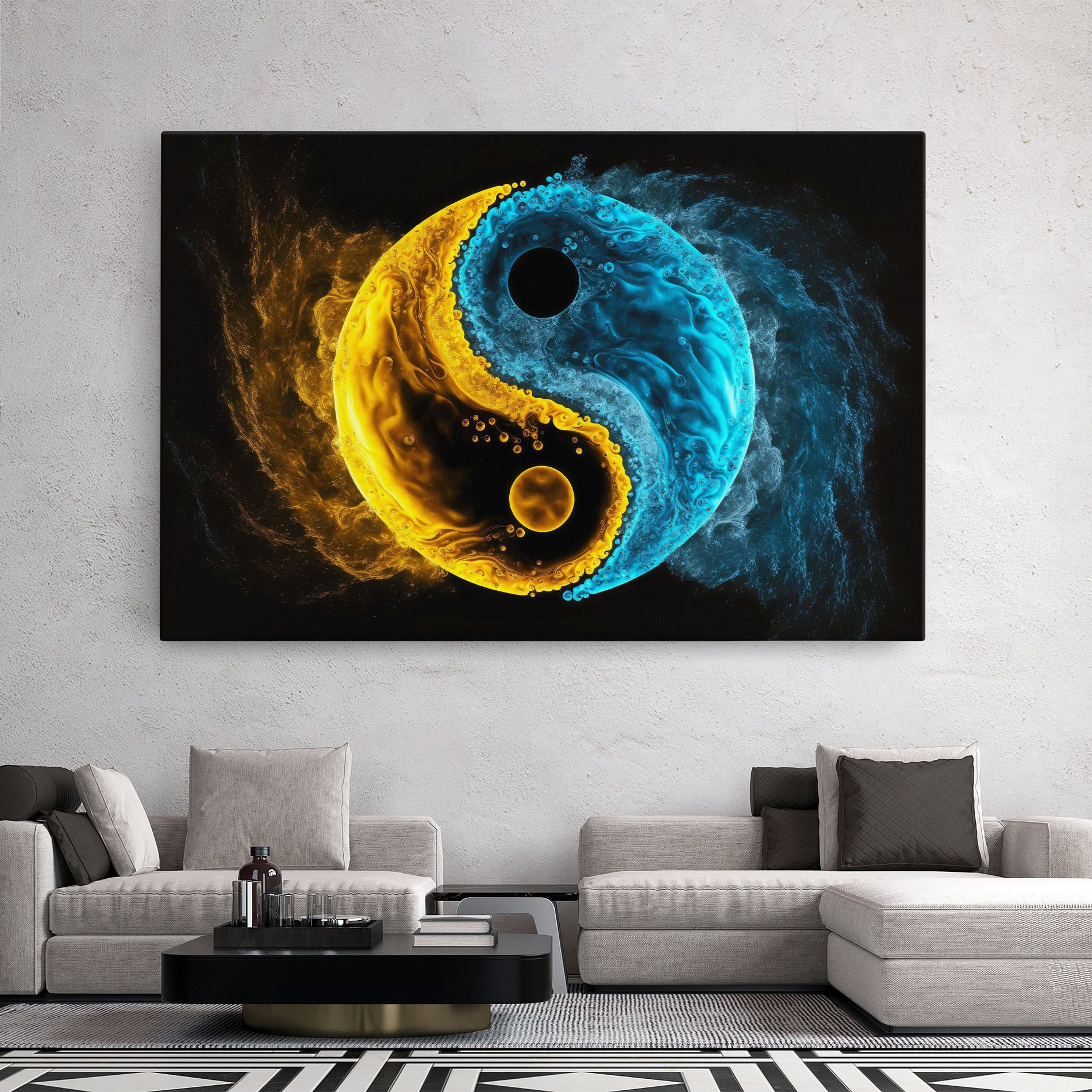 Yellow Blue Yinyang mockup 2