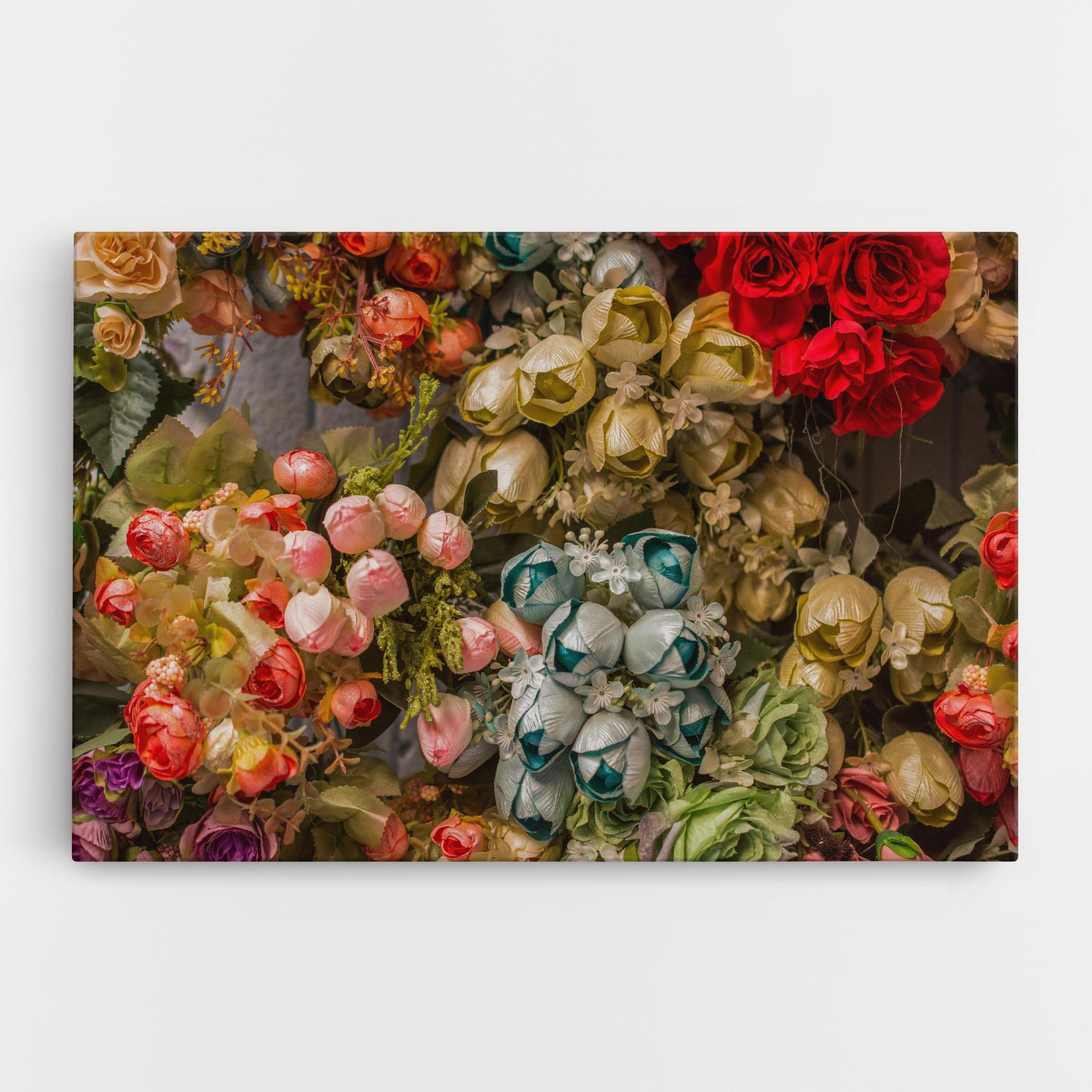 Vászonkép Fake Flowers Wall mockup 0
