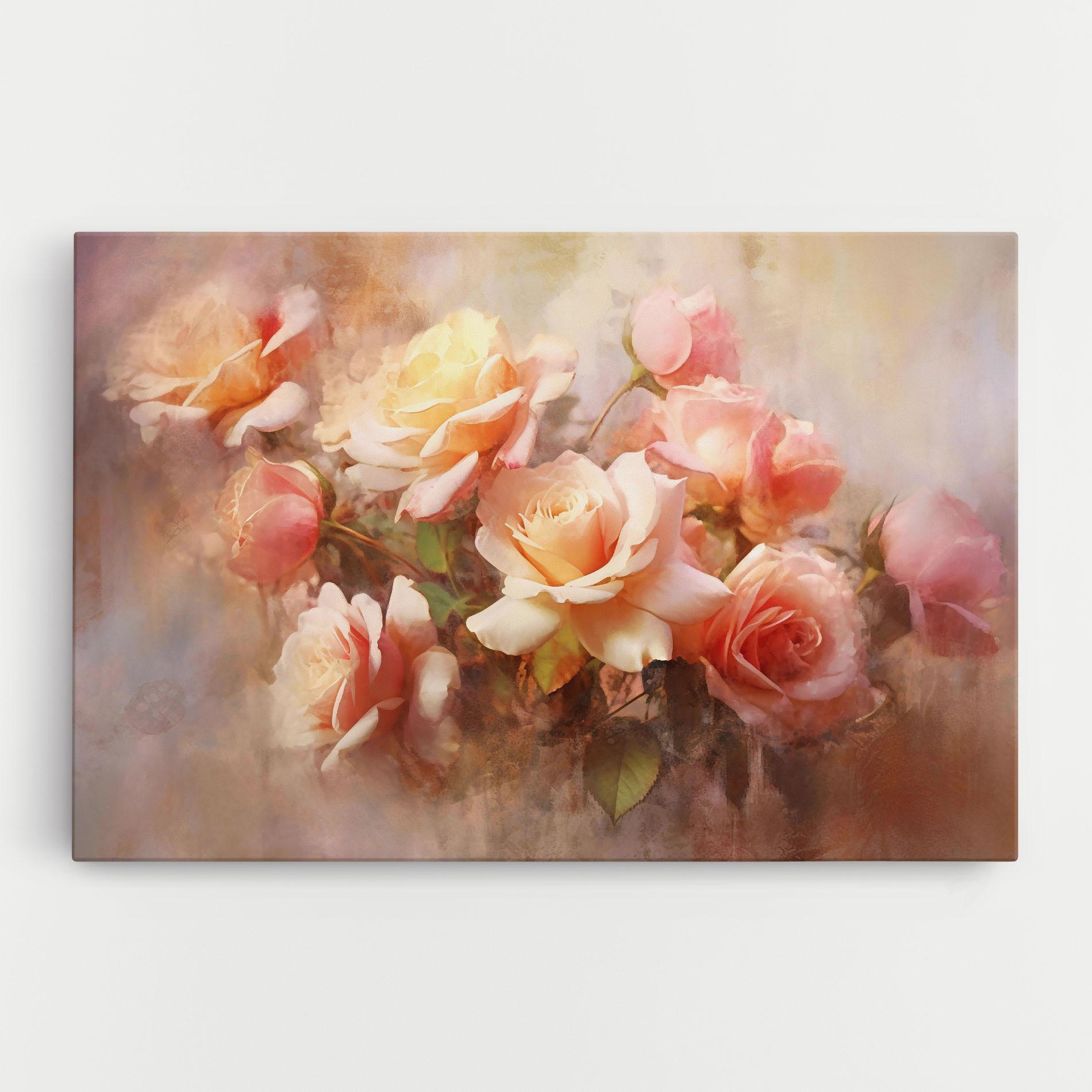Vászonkép Roses Bouquet Painting mockup 0