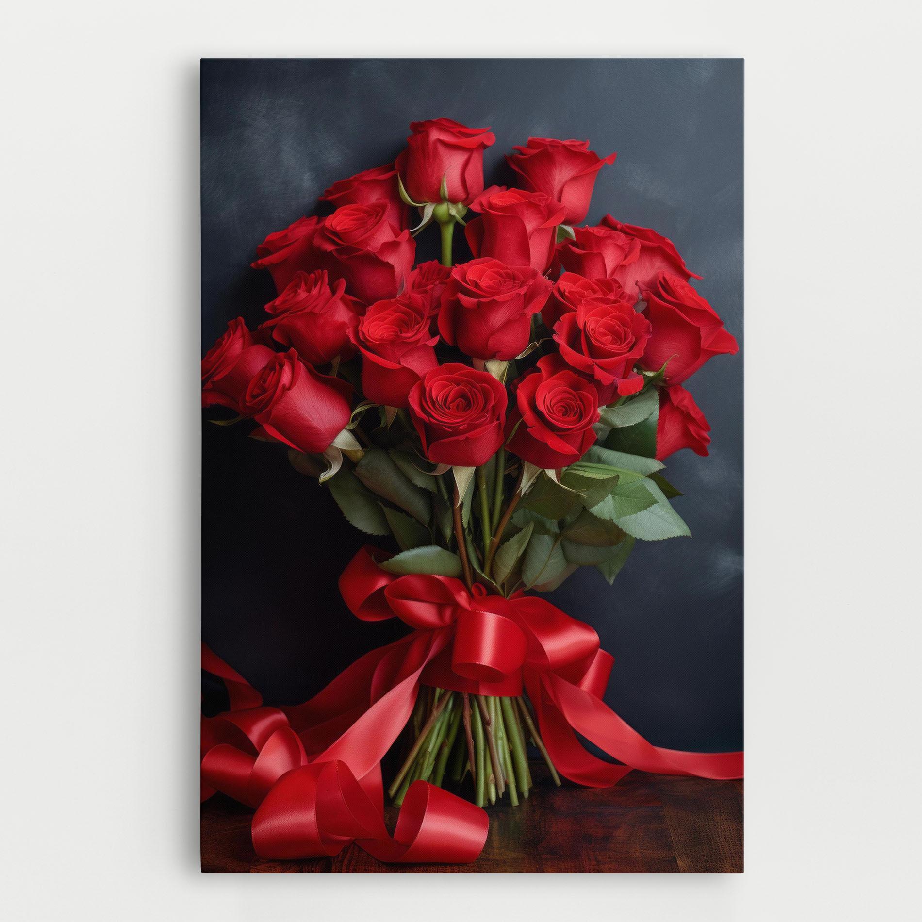 Vászonkép Beautiful Red Roses Bouquet mockup 0