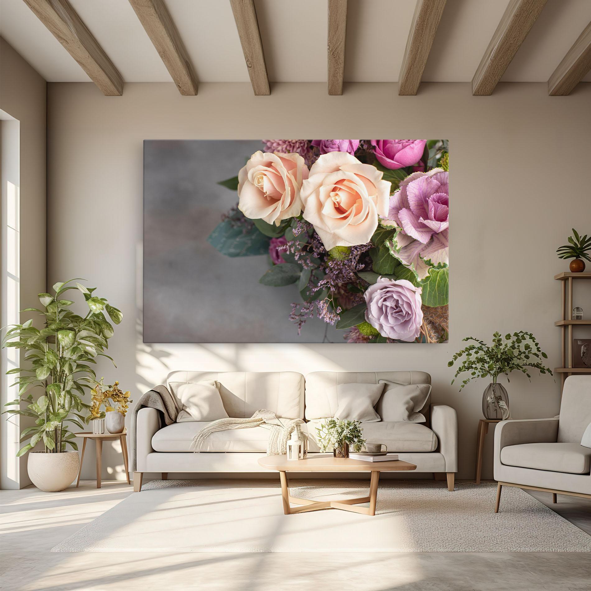 Vászonkép Cream Purple Bouquet mockup 6