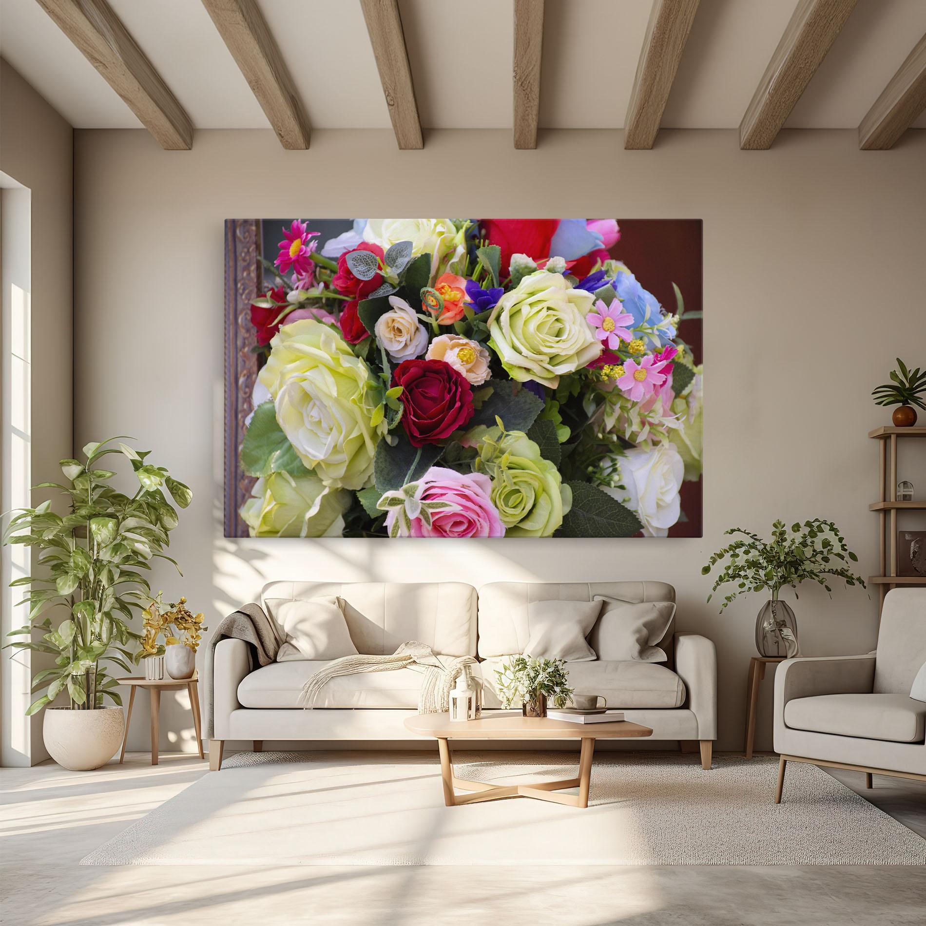 Vászonkép Mixed Roses Bouquet mockup 6