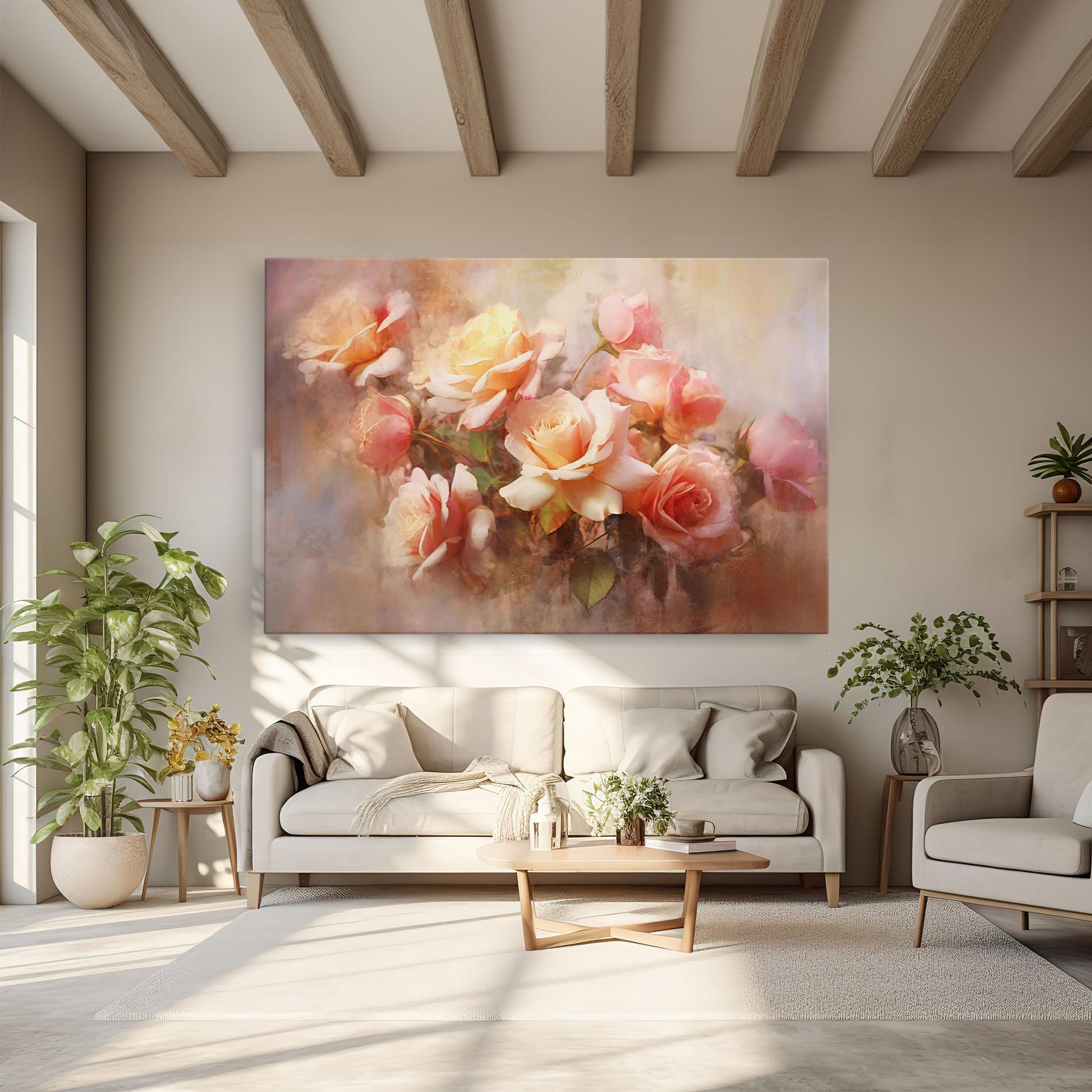 Vászonkép Roses Bouquet Painting mockup 6
