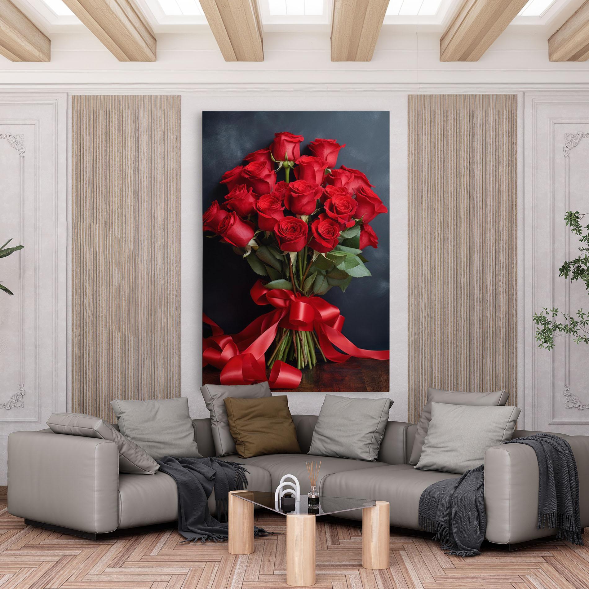 Vászonkép Beautiful Red Roses Bouquet mockup 6