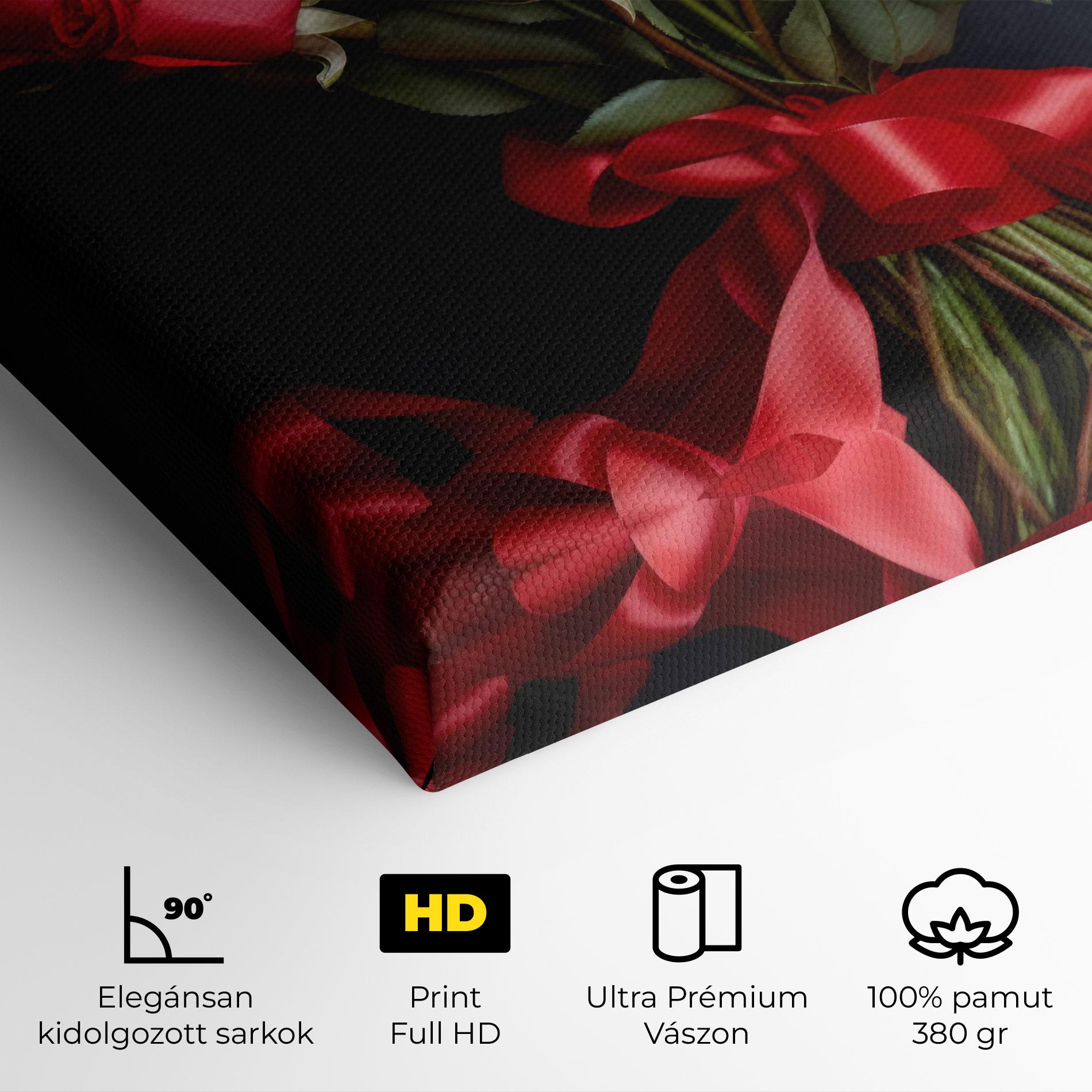 Vászonkép Beautiful Red Roses Bouquet mockup 4