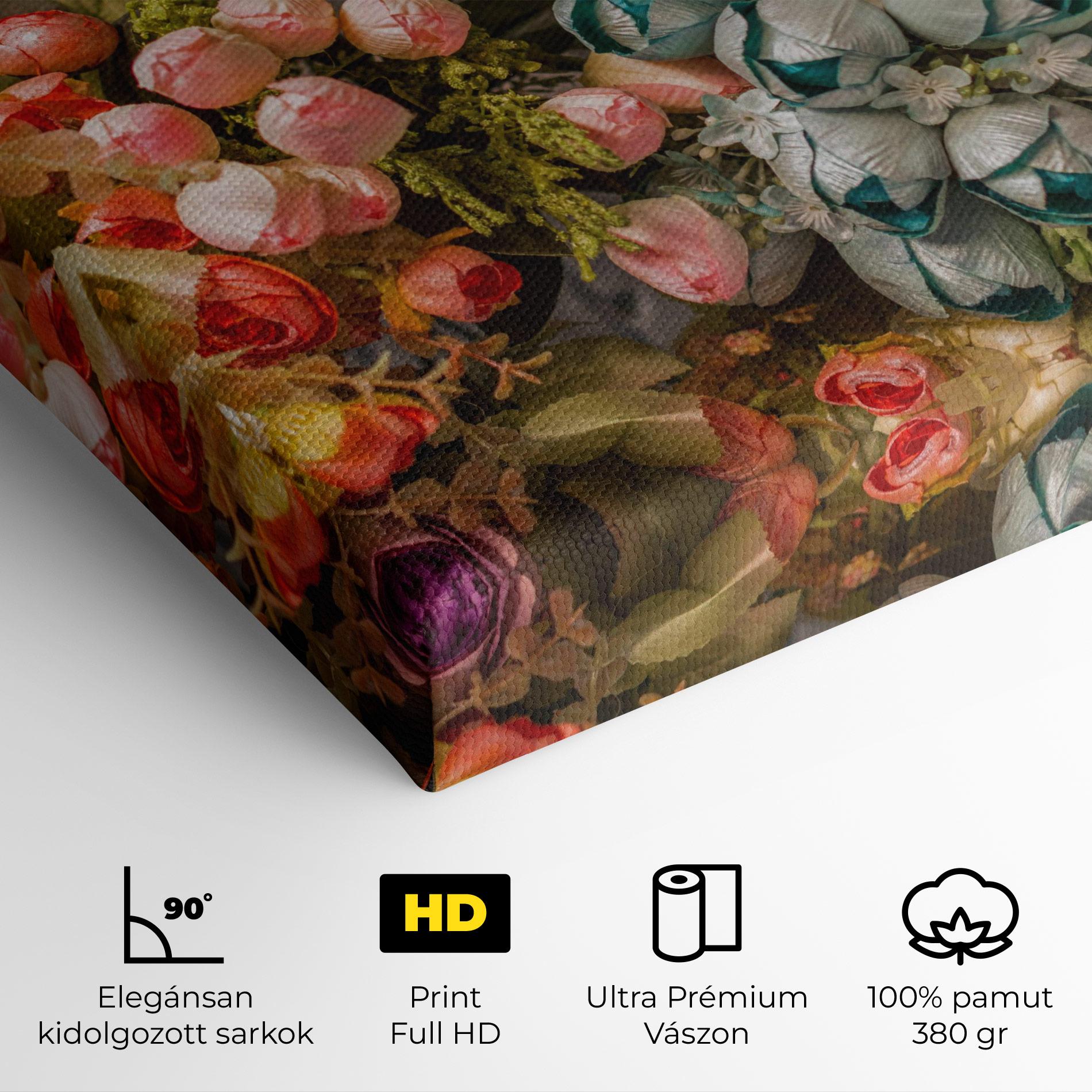 Vászonkép Fake Flowers Wall mockup 4