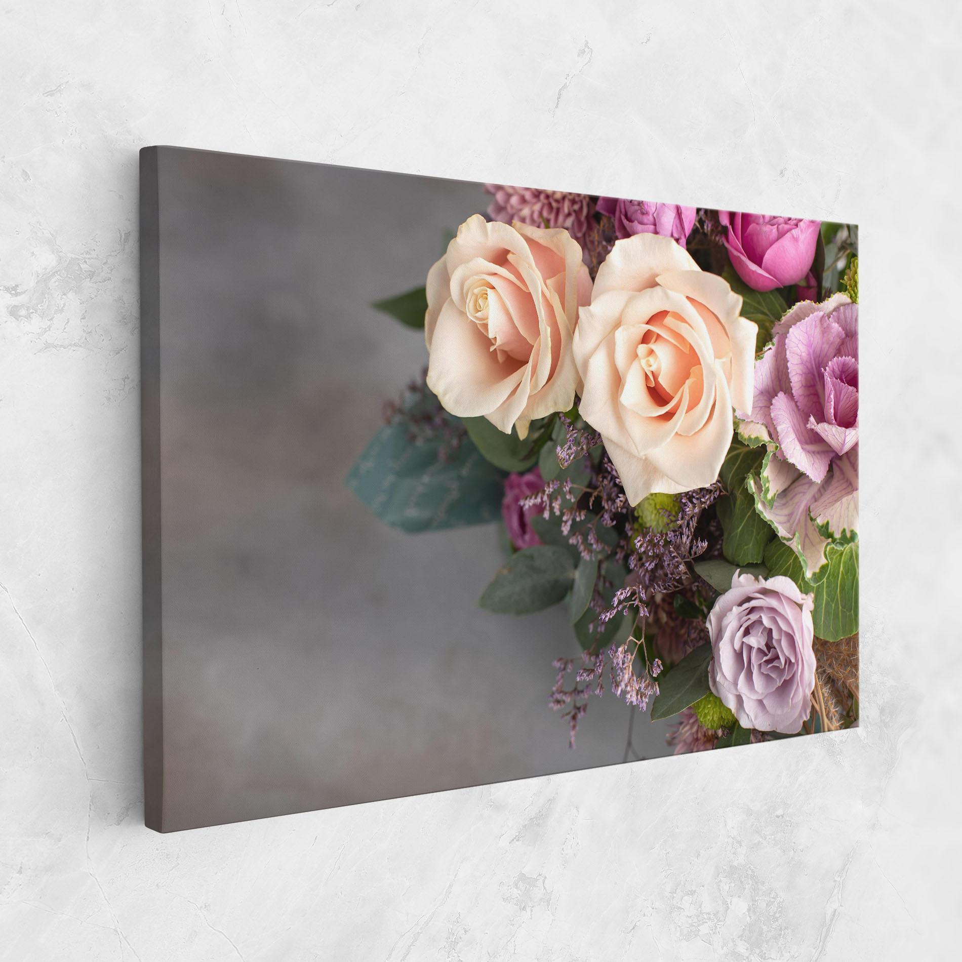 Vászonkép Cream Purple Bouquet mockup 1