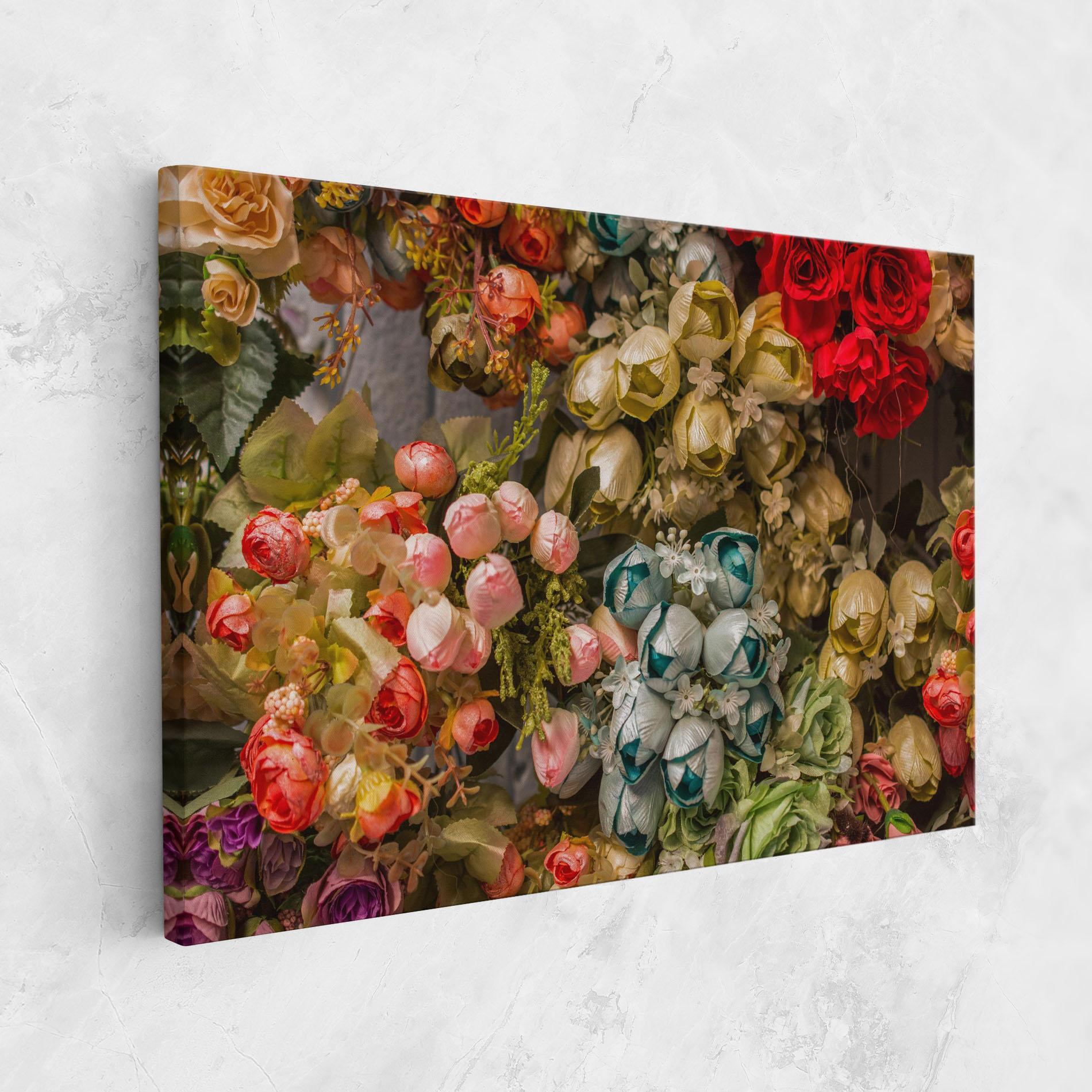 Vászonkép Fake Flowers Wall mockup 1