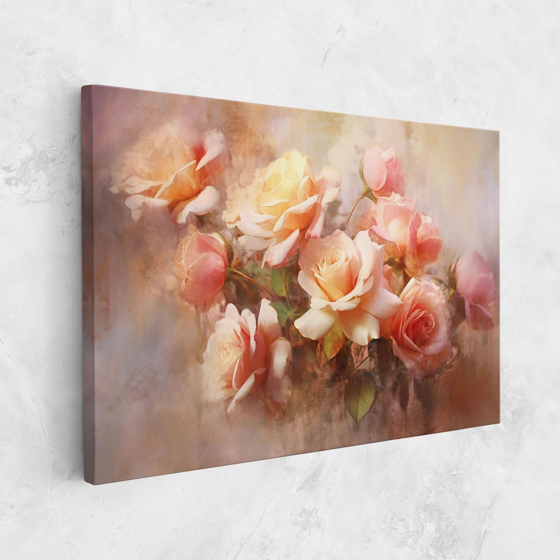 Vászonkép Roses Bouquet Painting mockup 1